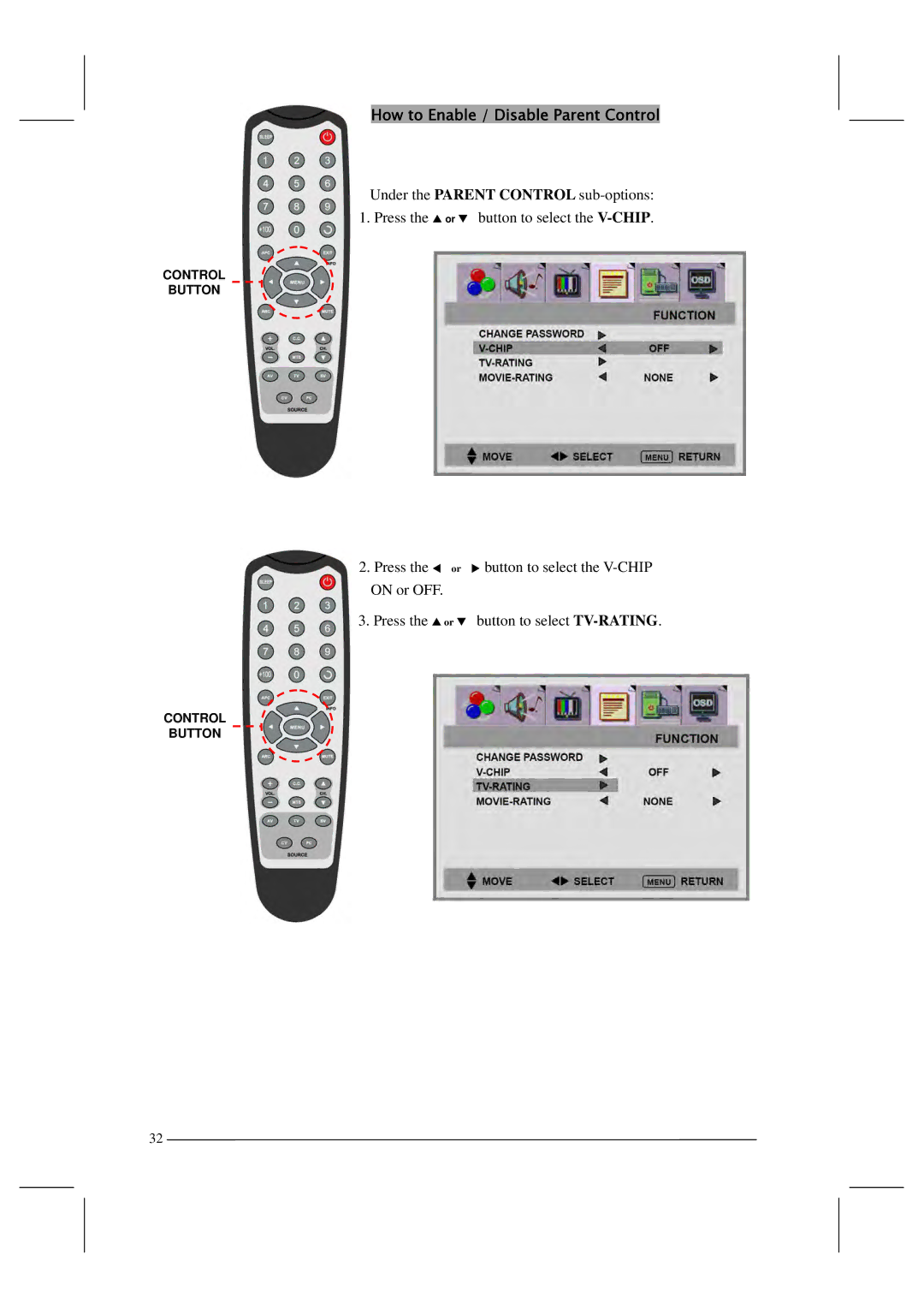 Polaroid FLM-201TM manual How to Enable / Disable Parent Control 