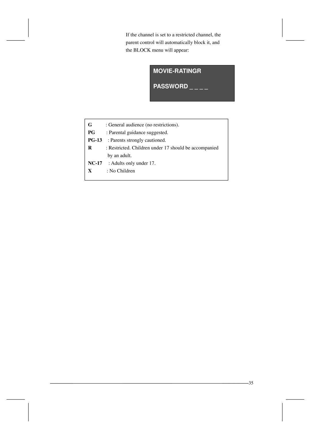 Polaroid FLM-201TM manual Movie-Ratingr 