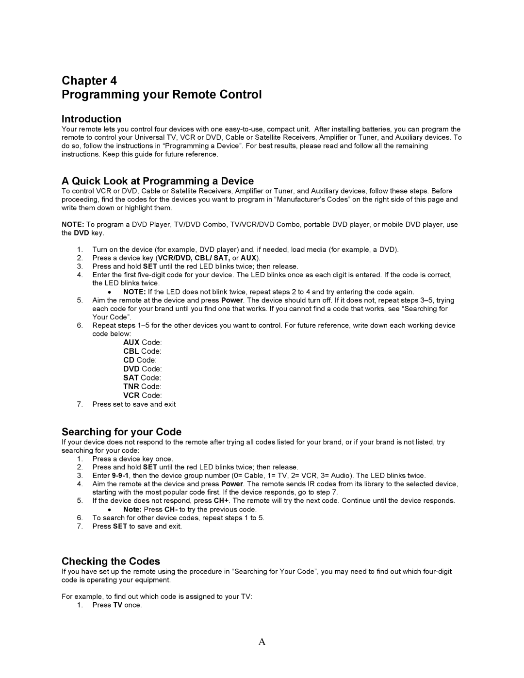 Polaroid FLM-2632 manual Chapter Programming your Remote Control 