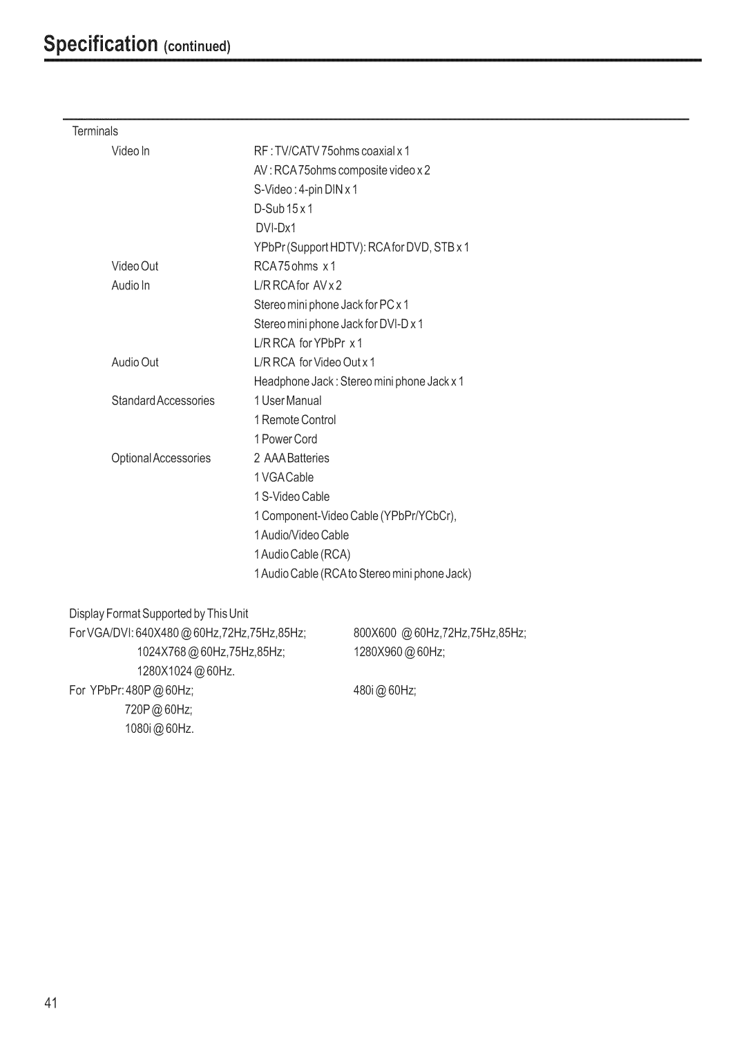 Polaroid FLM-3201 manual Specification oot oo ¢ 