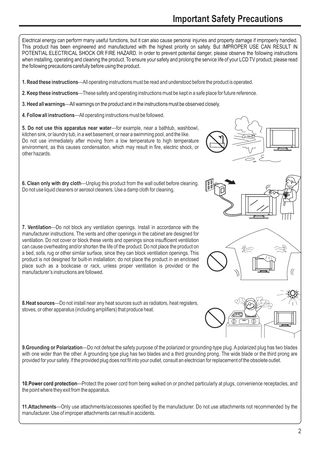 Polaroid FLM-3201 manual ImportantSafetyPrecautions 