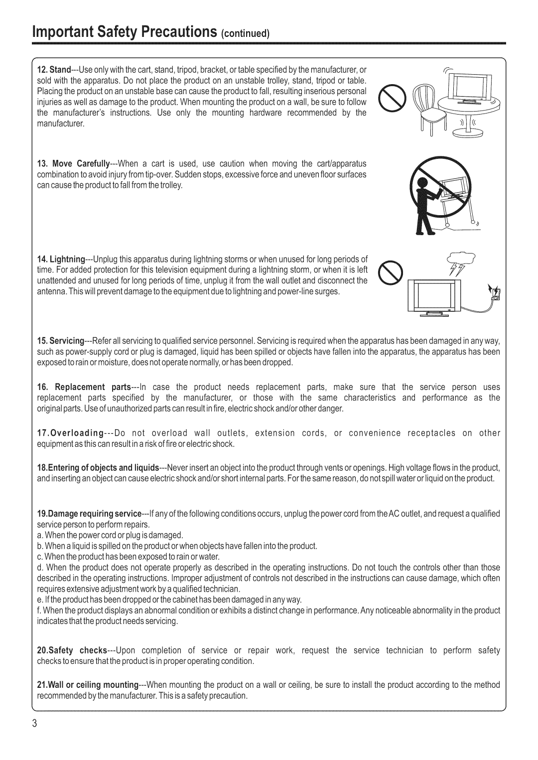 Polaroid FLM-3201 manual ImportantSafetyPrecautionscootiooe¢ 