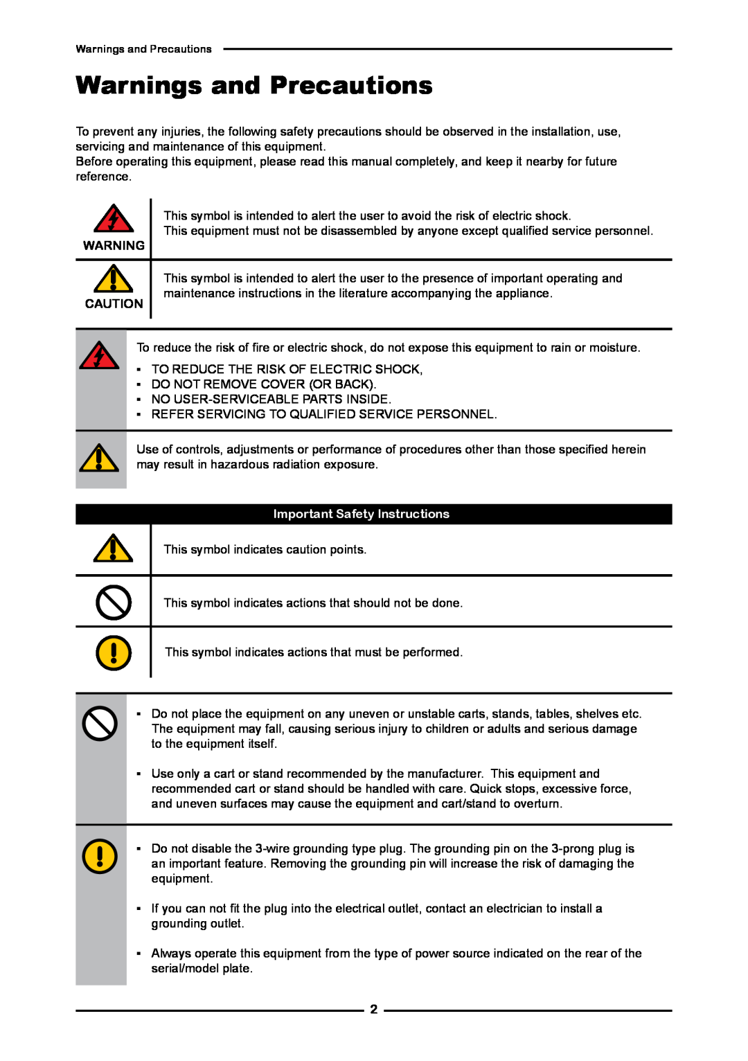Polaroid FLM-3232 manual Warnings and Precautions, Important Safety Instructions 