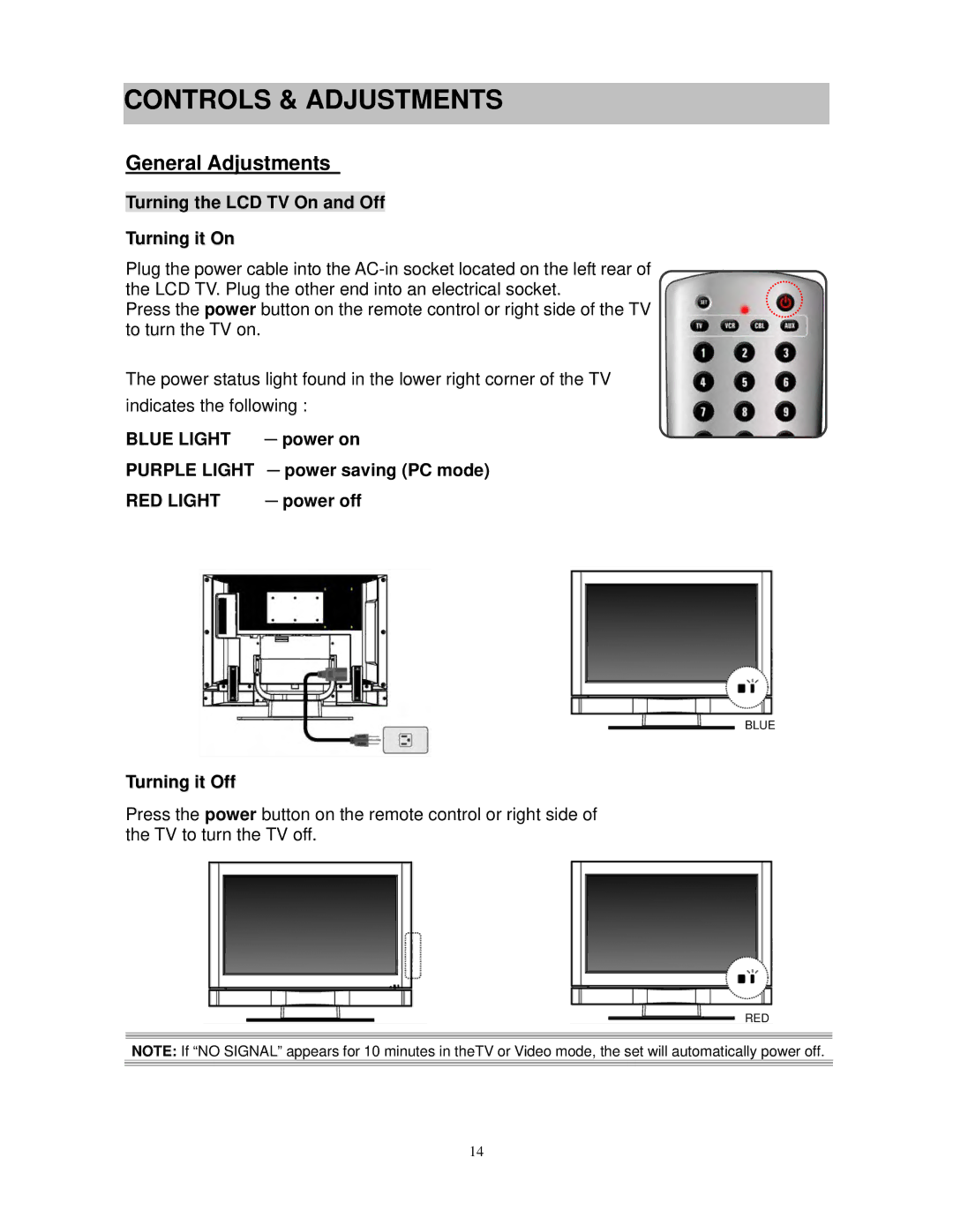 Polaroid FLM-3230TM, FLM-3730TM manual Controls & Adjustments, General Adjustments, RED Light 