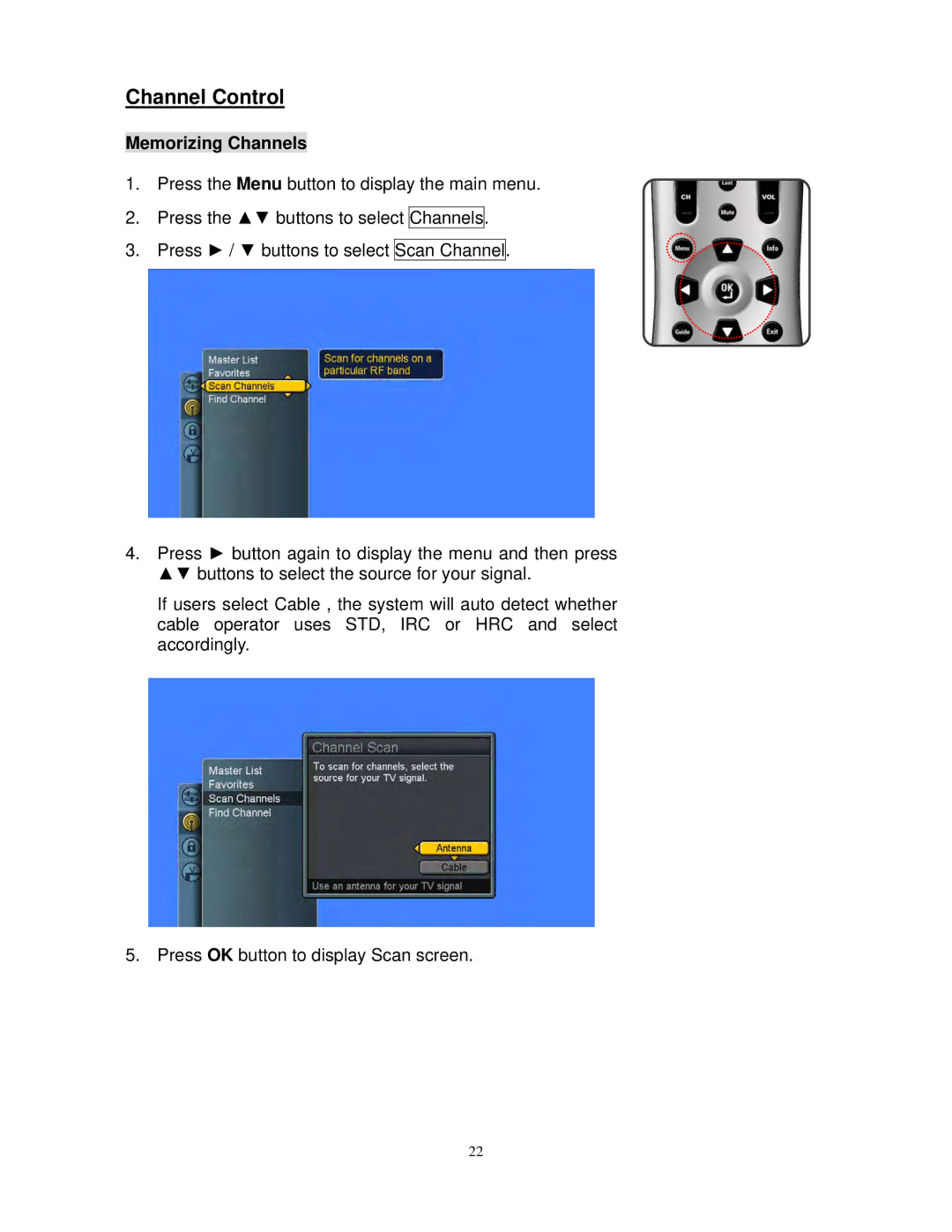 Polaroid FLM-3230TM, FLM-3730TM manual Channel Control, Memorizing Channels 