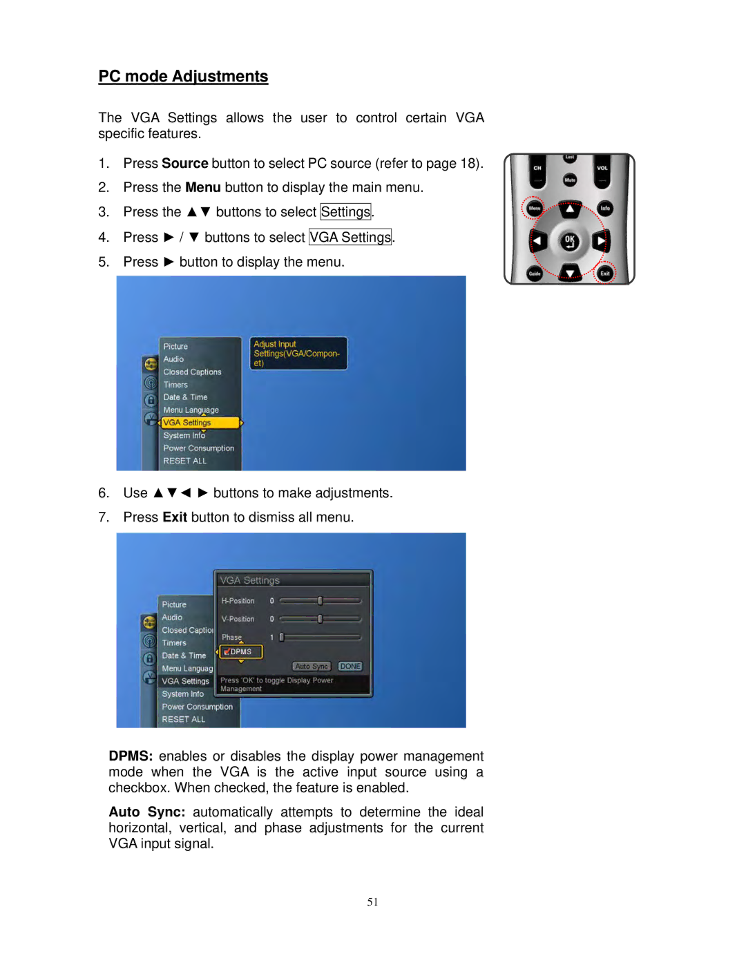 Polaroid FLM-3730TM, FLM-3230TM manual PC mode Adjustments 