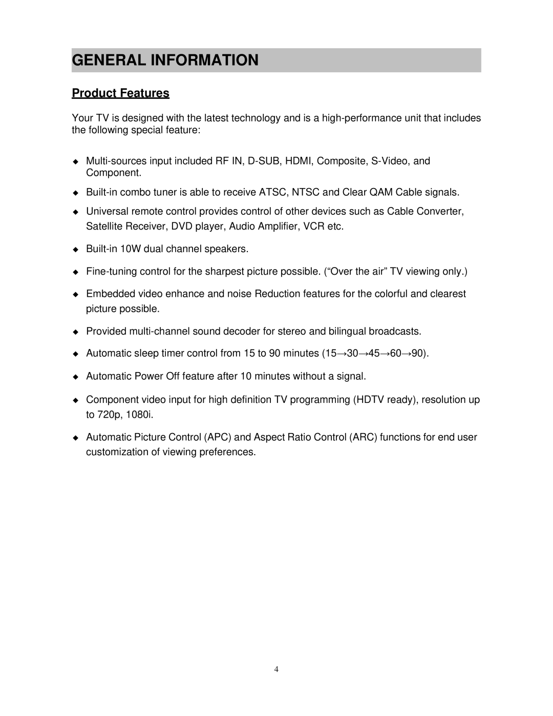 Polaroid FLM-3230TM, FLM-3730TM manual General Information, Product Features 