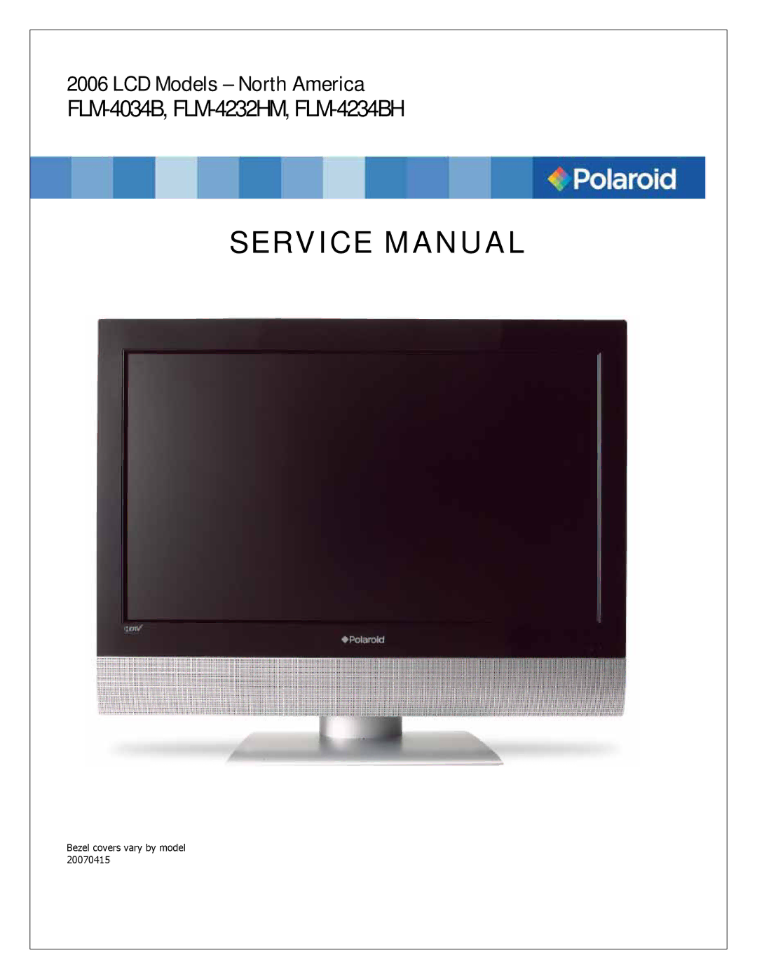 Polaroid FLM-4234BH, FLM-4034B, FLM-4232HM service manual LCD Models North America 