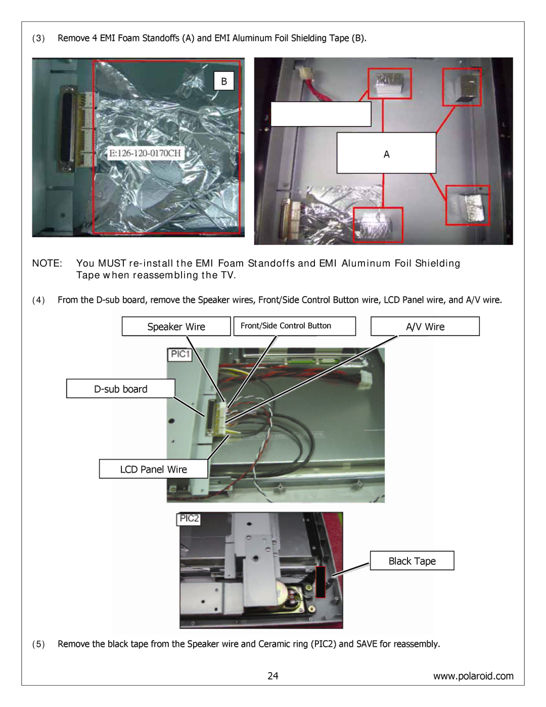 Polaroid FLM-4034B, FLM-4234BH, FLM-4232HM service manual Speaker Wire 