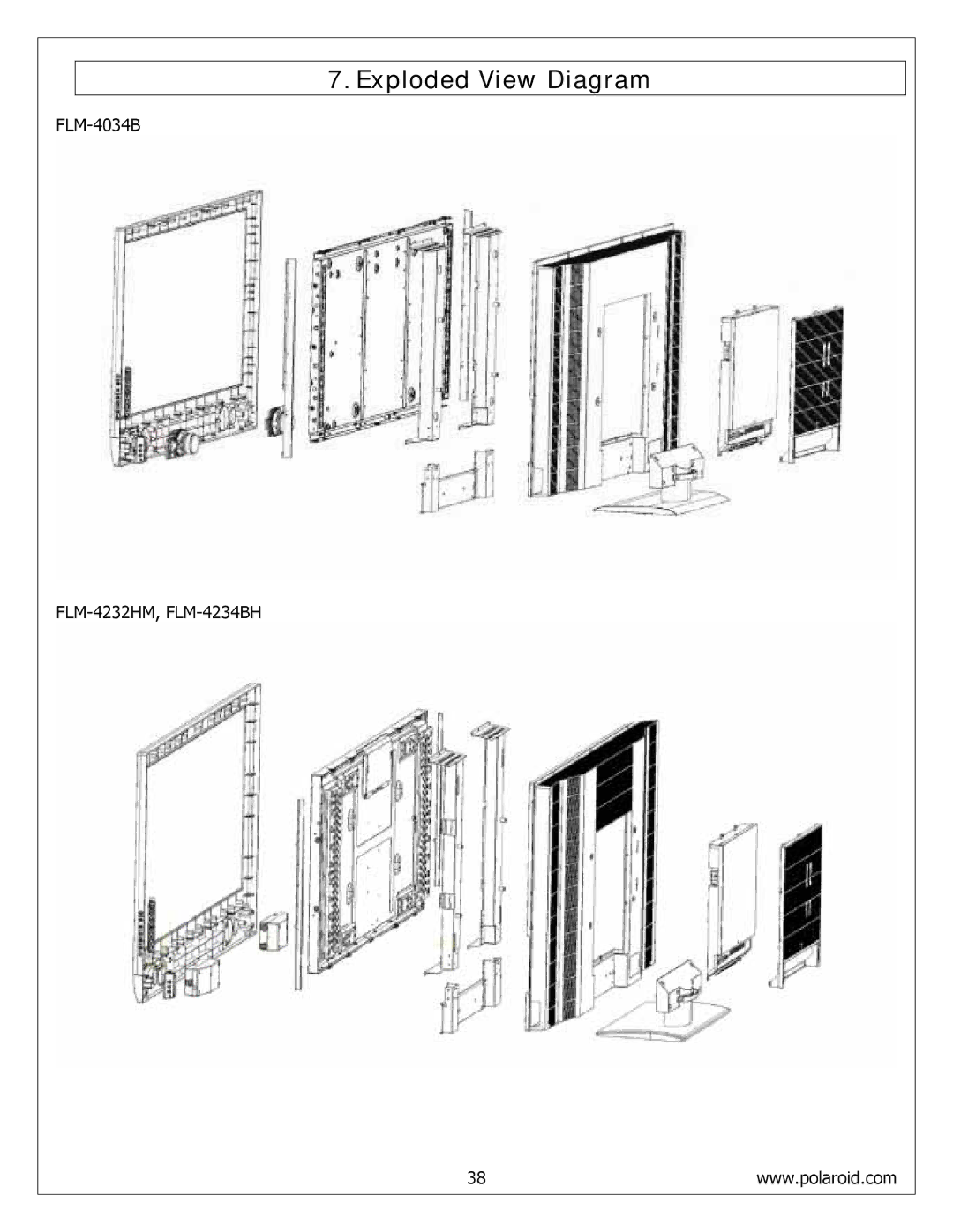 Polaroid FLM-4232HM, FLM-4034B, FLM-4234BH service manual Exploded View Diagram 