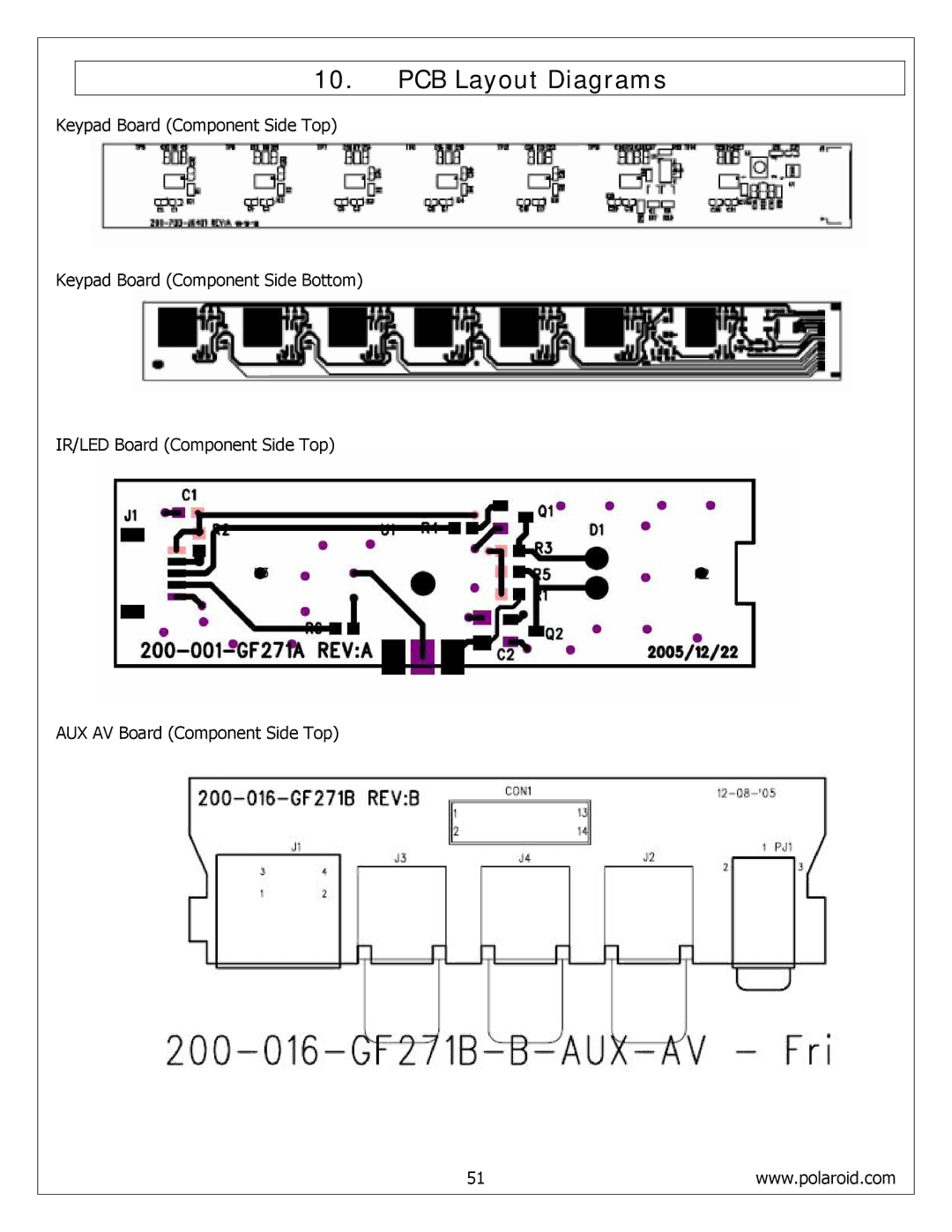 Polaroid FLM-4034B, FLM-4234BH, FLM-4232HM service manual PCB Layout Diagrams 