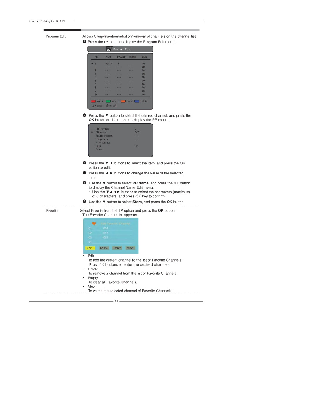 Polaroid FLU-3732D, FLU-3232I, FLU-4232D, FLU-3232D, FLU-2632D, FLU-2632I manual Program Edit 