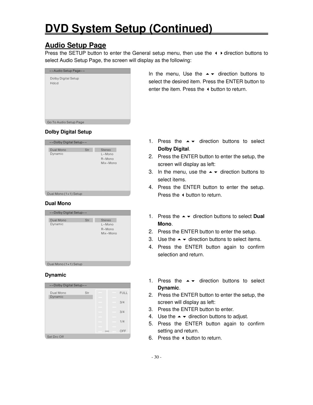 Polaroid FXM-1511C manual Audio Setup 