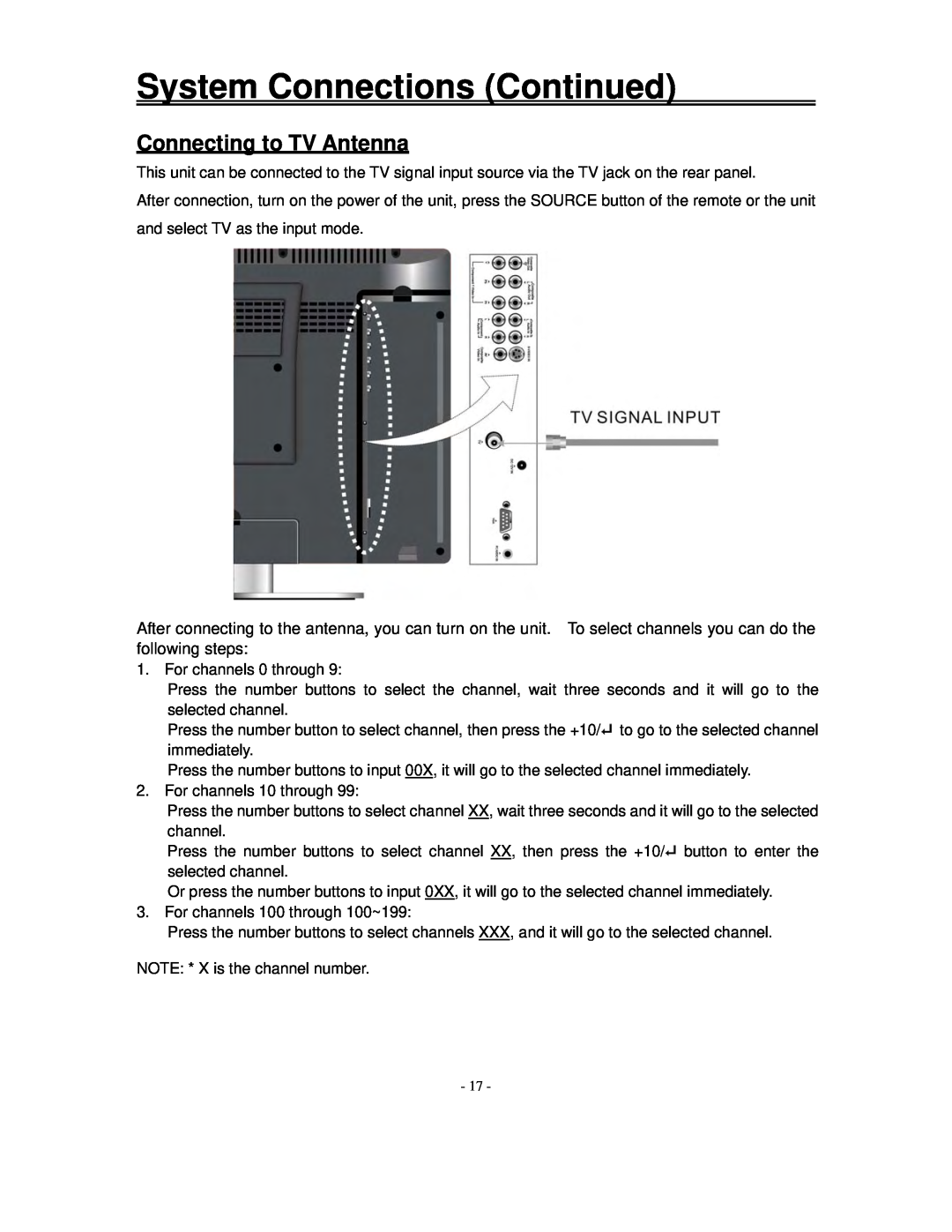 Polaroid FXM-1911C manual Connecting to TV Antenna, System Connections Continued 