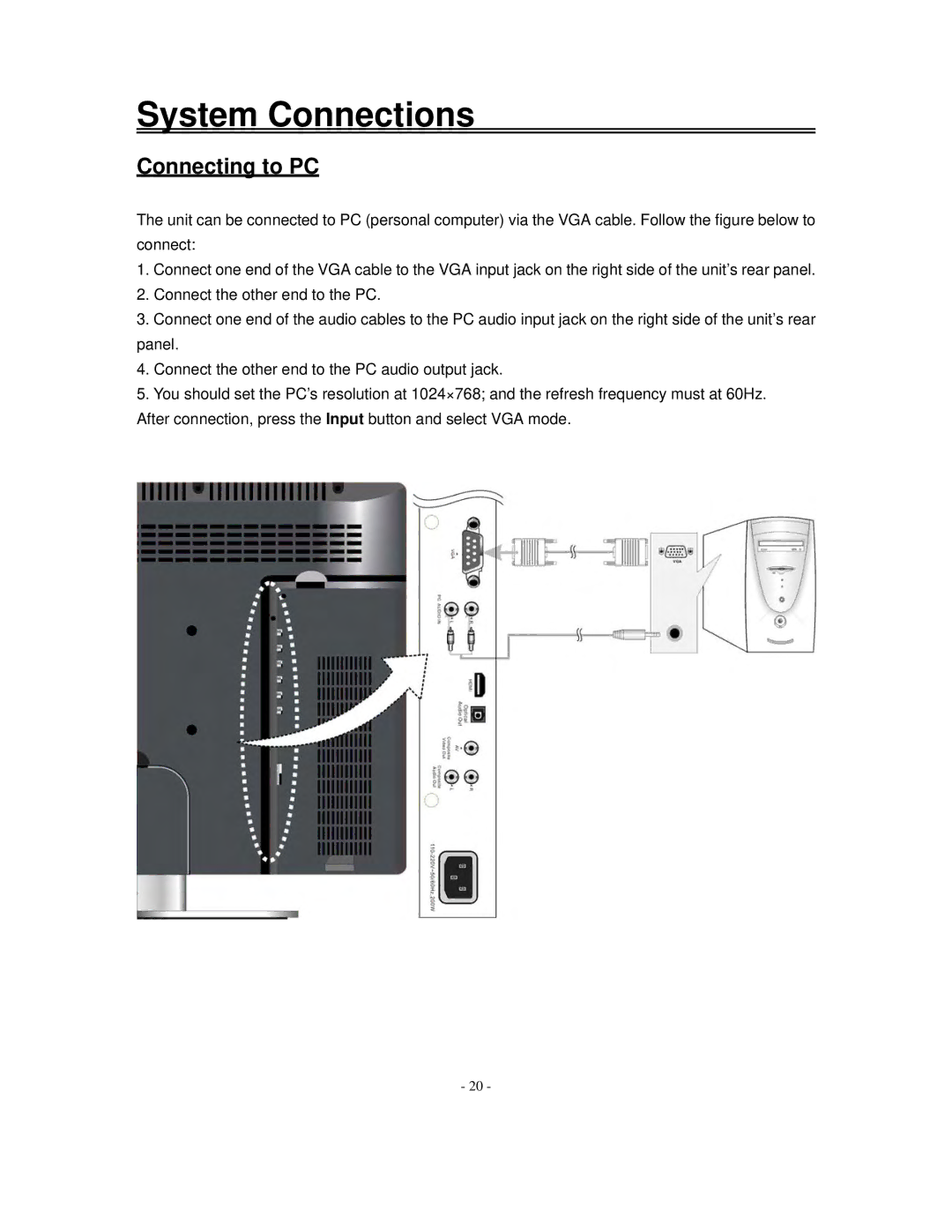 Polaroid FXM-2611C manual Connecting to PC 