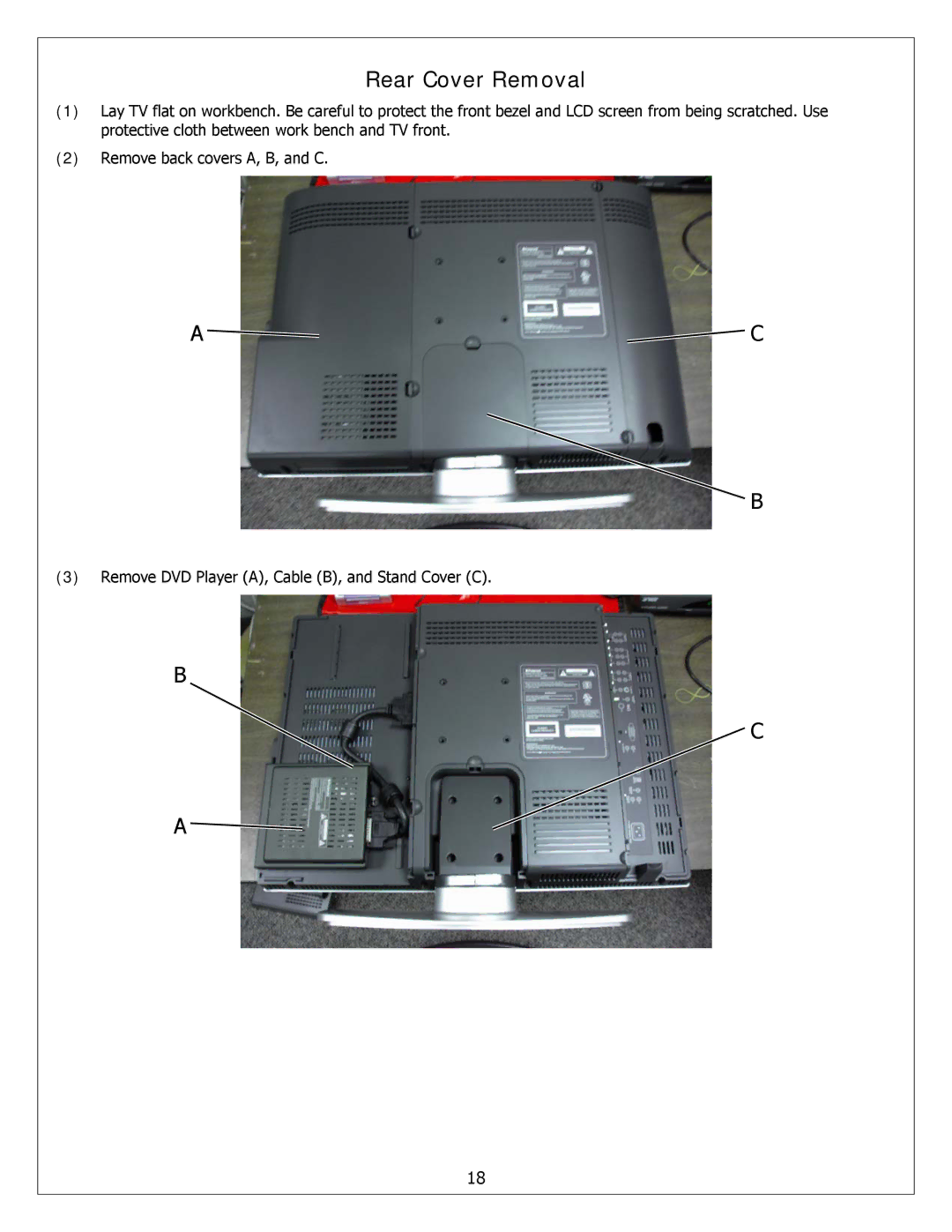 Polaroid FXM-2611C service manual Rear Cover Removal 