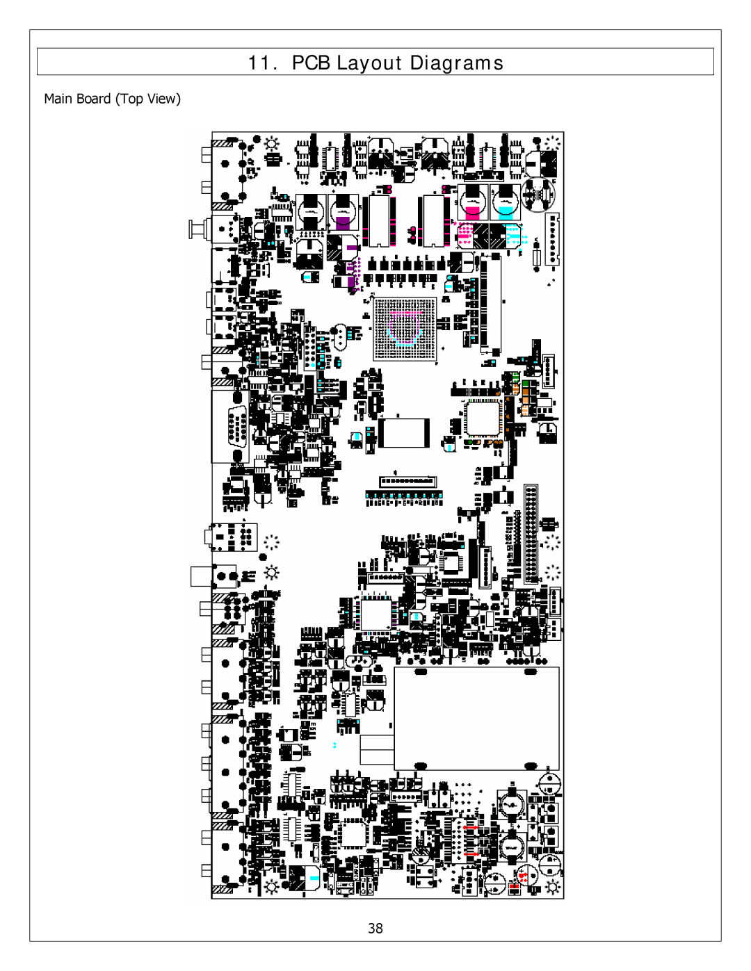 Polaroid FXM-2611C service manual PCB Layout Diagrams, Main Board Top View 