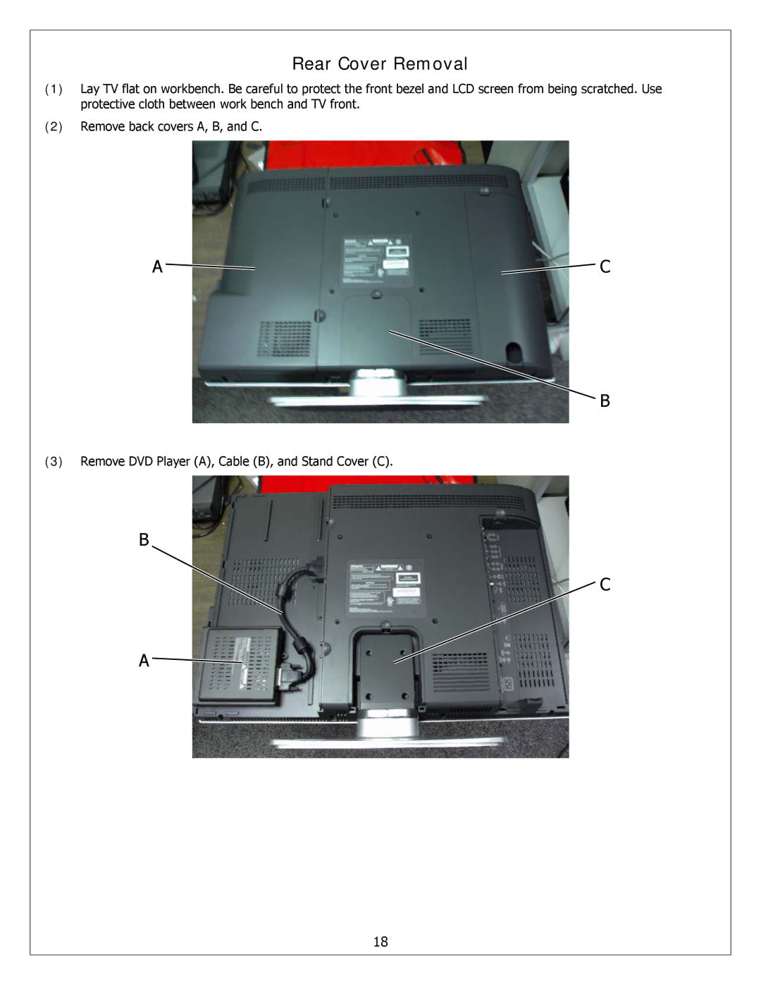 Polaroid FXM-3211C, FXX-321C service manual Rear Cover Removal 