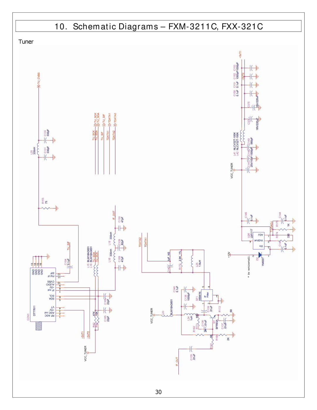 Polaroid service manual Schematic Diagrams FXM-3211C, FXX-321C, Tuner 