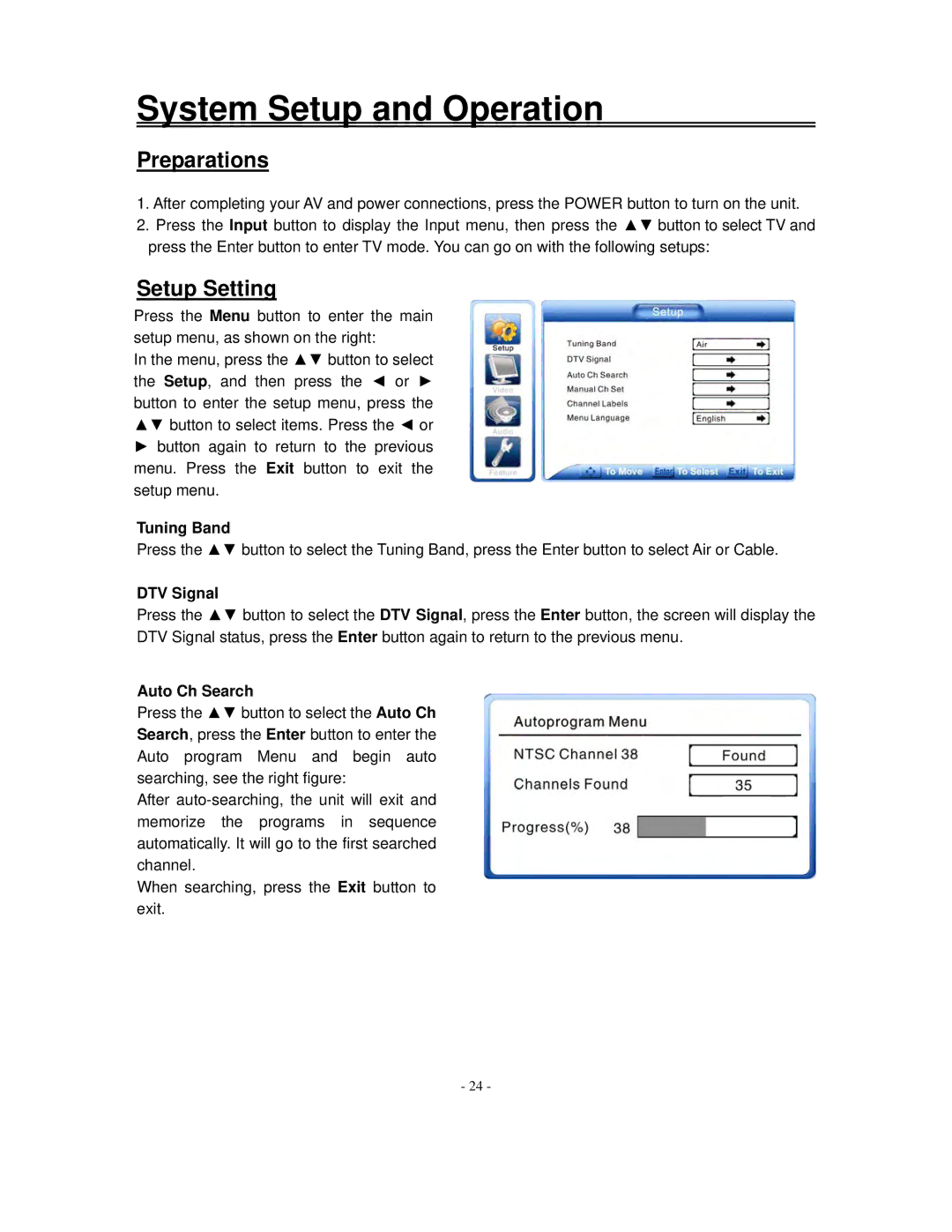 Polaroid FXX-321C manual System Setup and Operation, Preparations, Setup Setting 