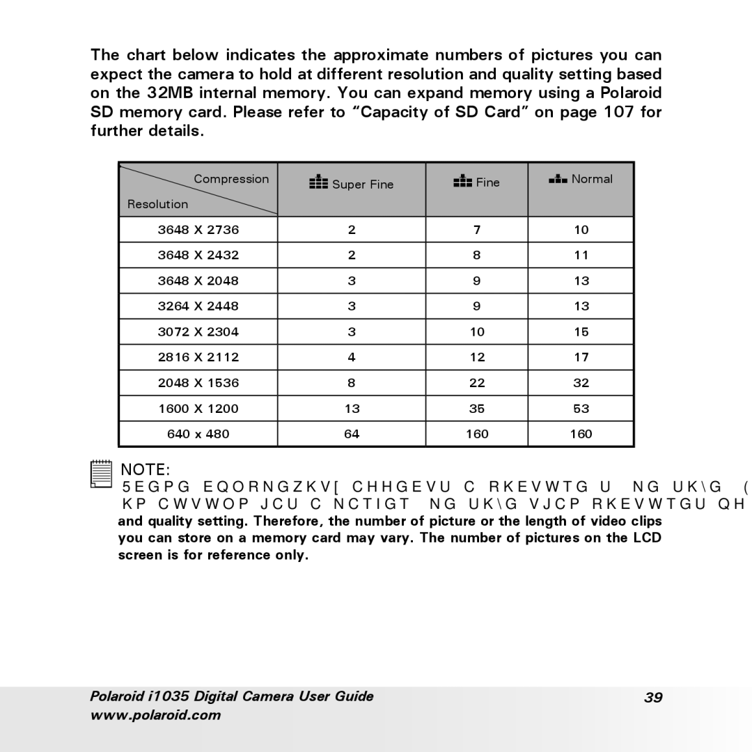 Polaroid i1035 user manual Resolution Compression Super Fine Normal 