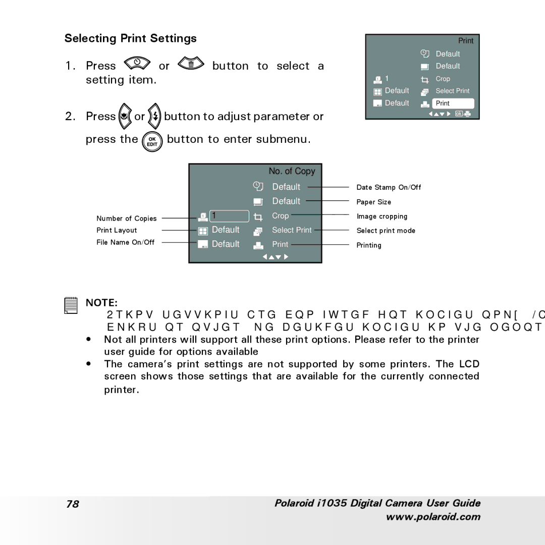 Polaroid i1035 user manual Selecting Print Settings 