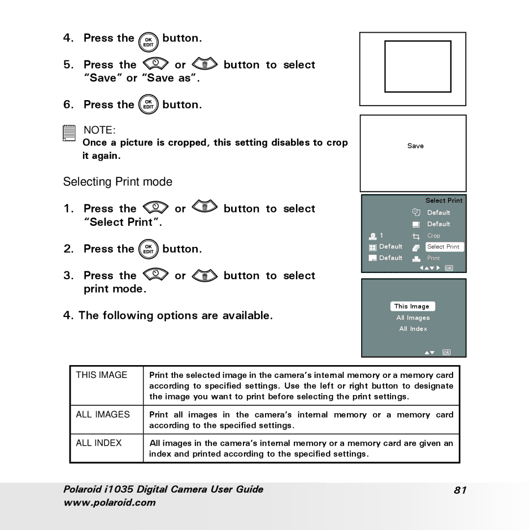 Polaroid i1035 user manual Selecting Print mode, This Image 