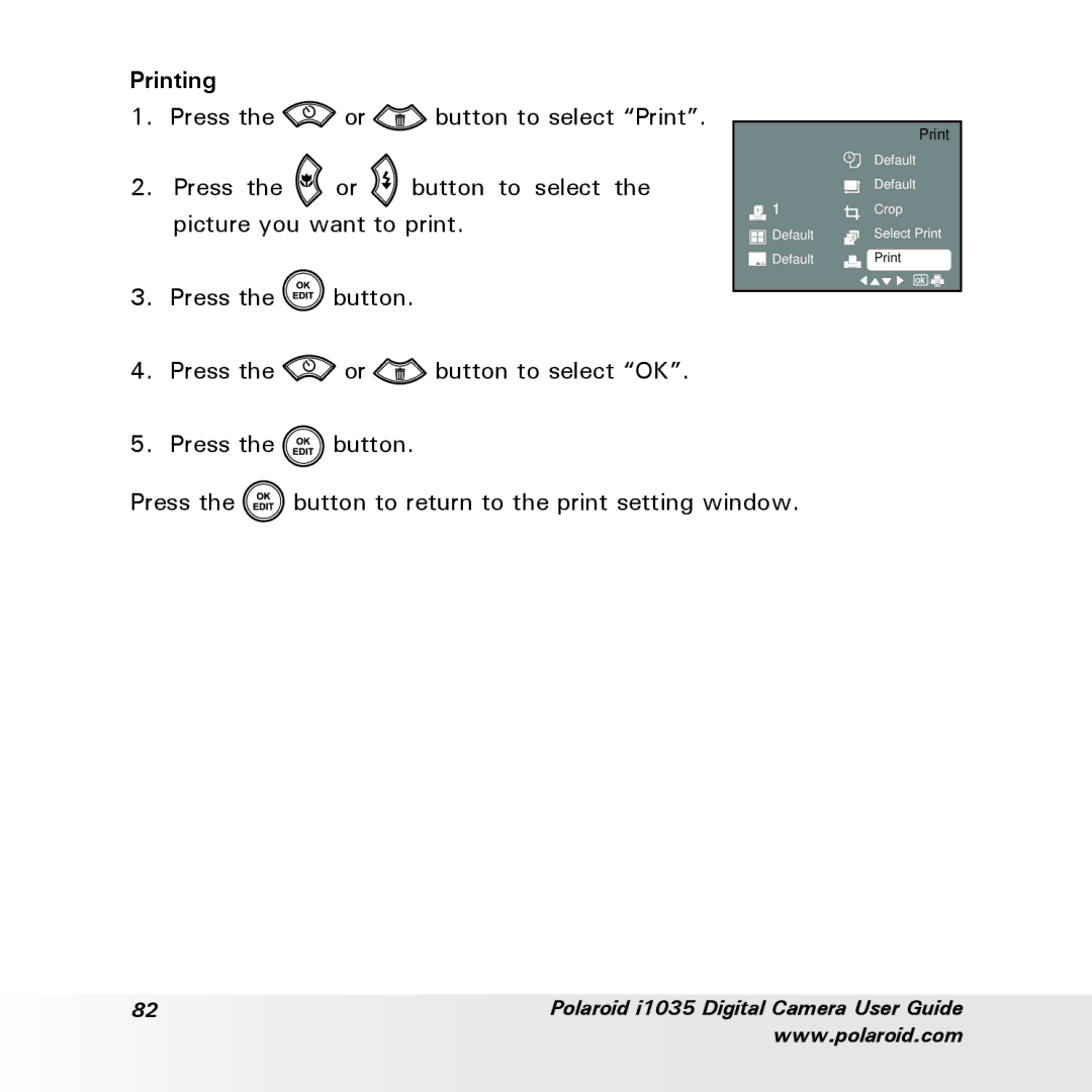 Polaroid i1035 user manual Printing 