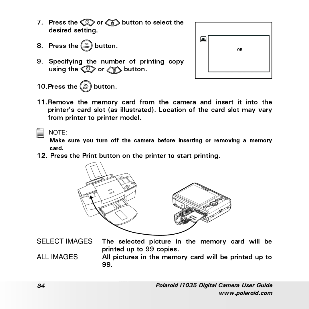 Polaroid i1035 user manual Select Images 