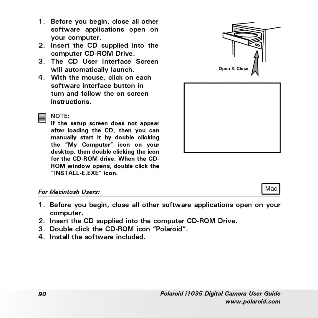 Polaroid i1035 user manual For Macintosh Users 