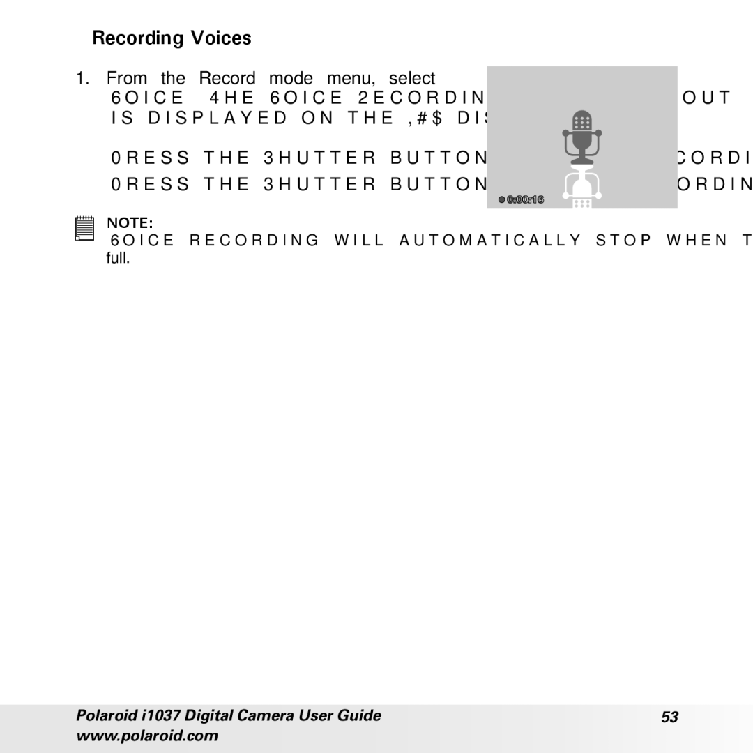 Polaroid i1037 manual Recording Voices 