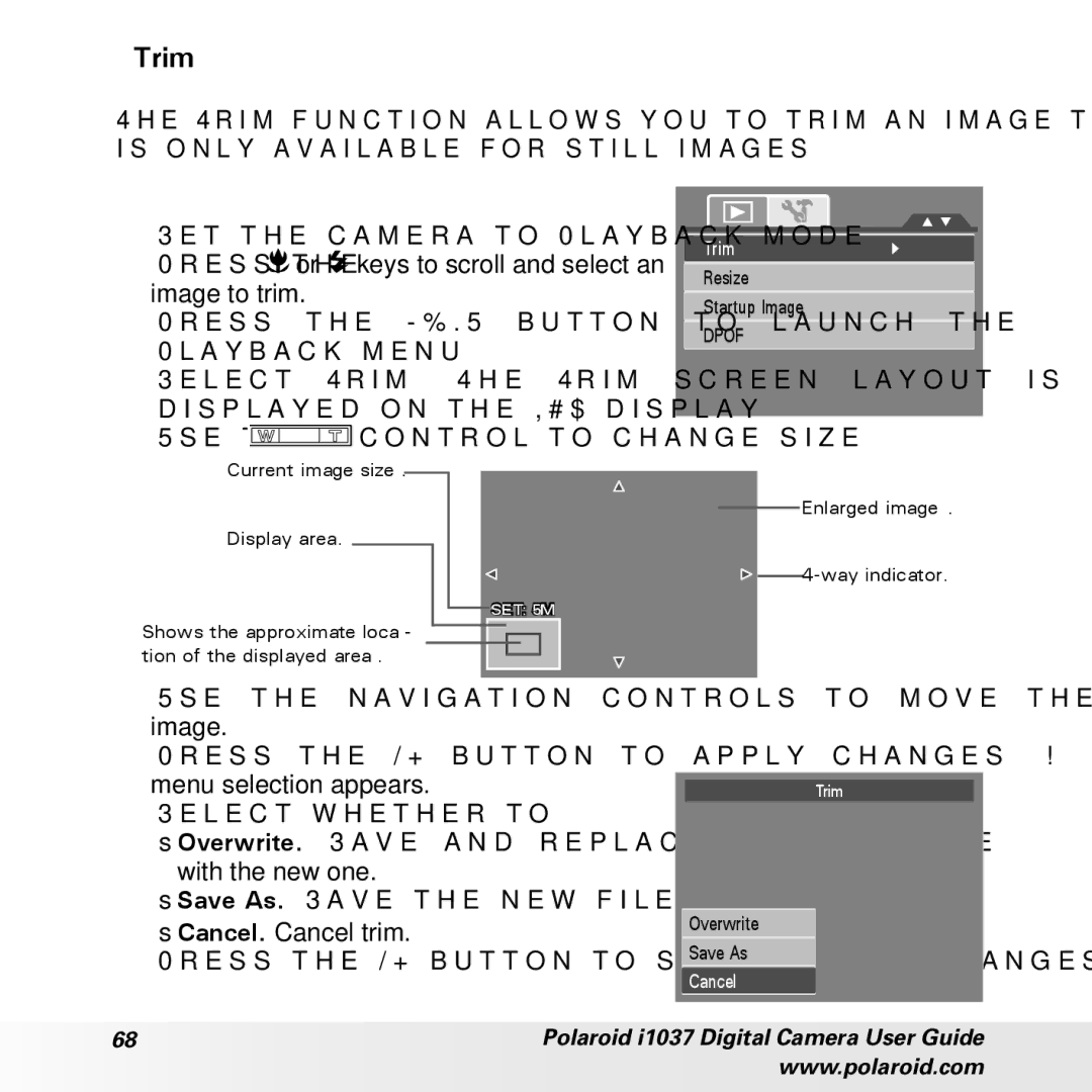 Polaroid i1037 manual Trim 