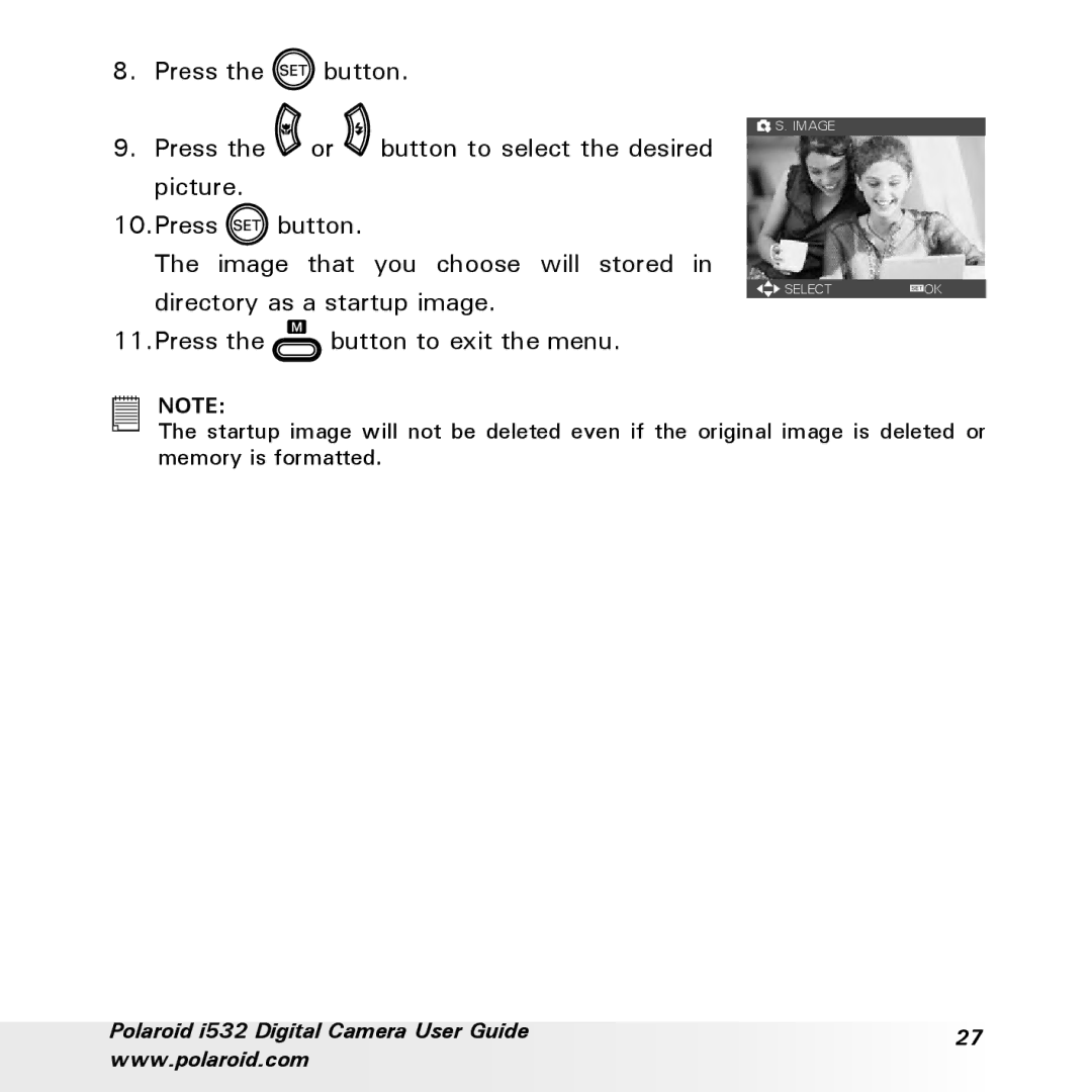 Polaroid i532 manual Image Select OK 