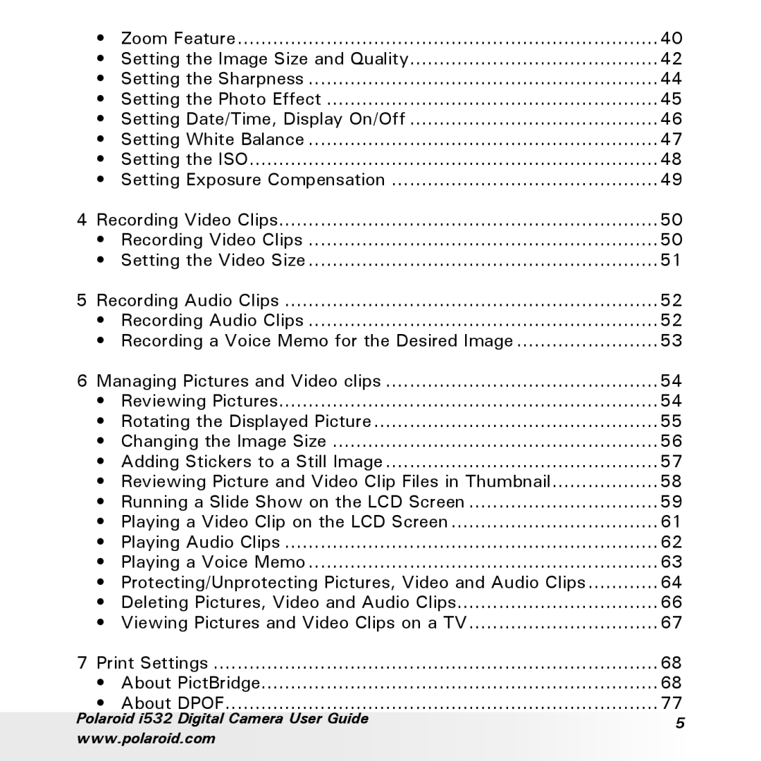 Polaroid manual Polaroid i532 Digital Camera User Guide 