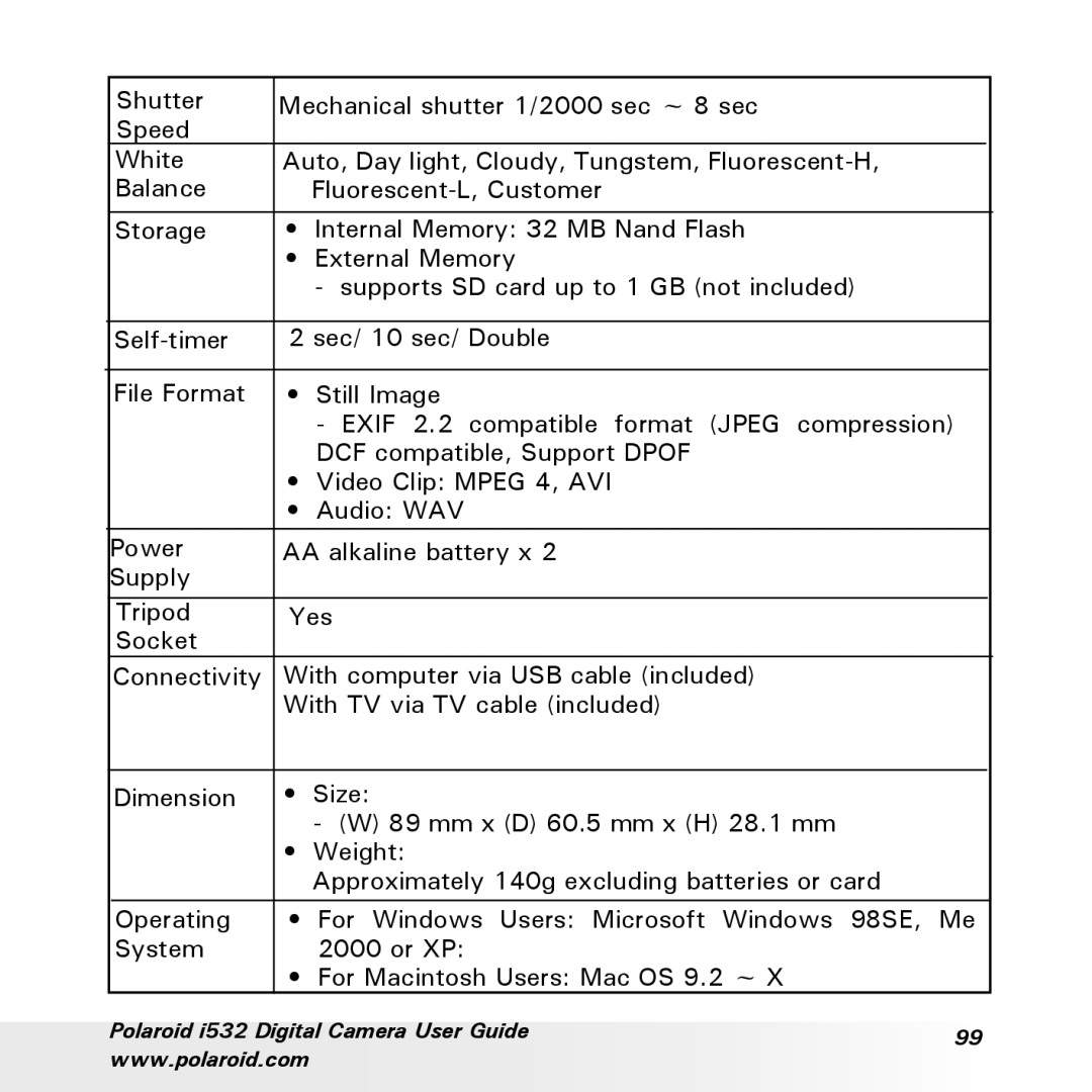 Polaroid manual Polaroid i532 Digital Camera User Guide 