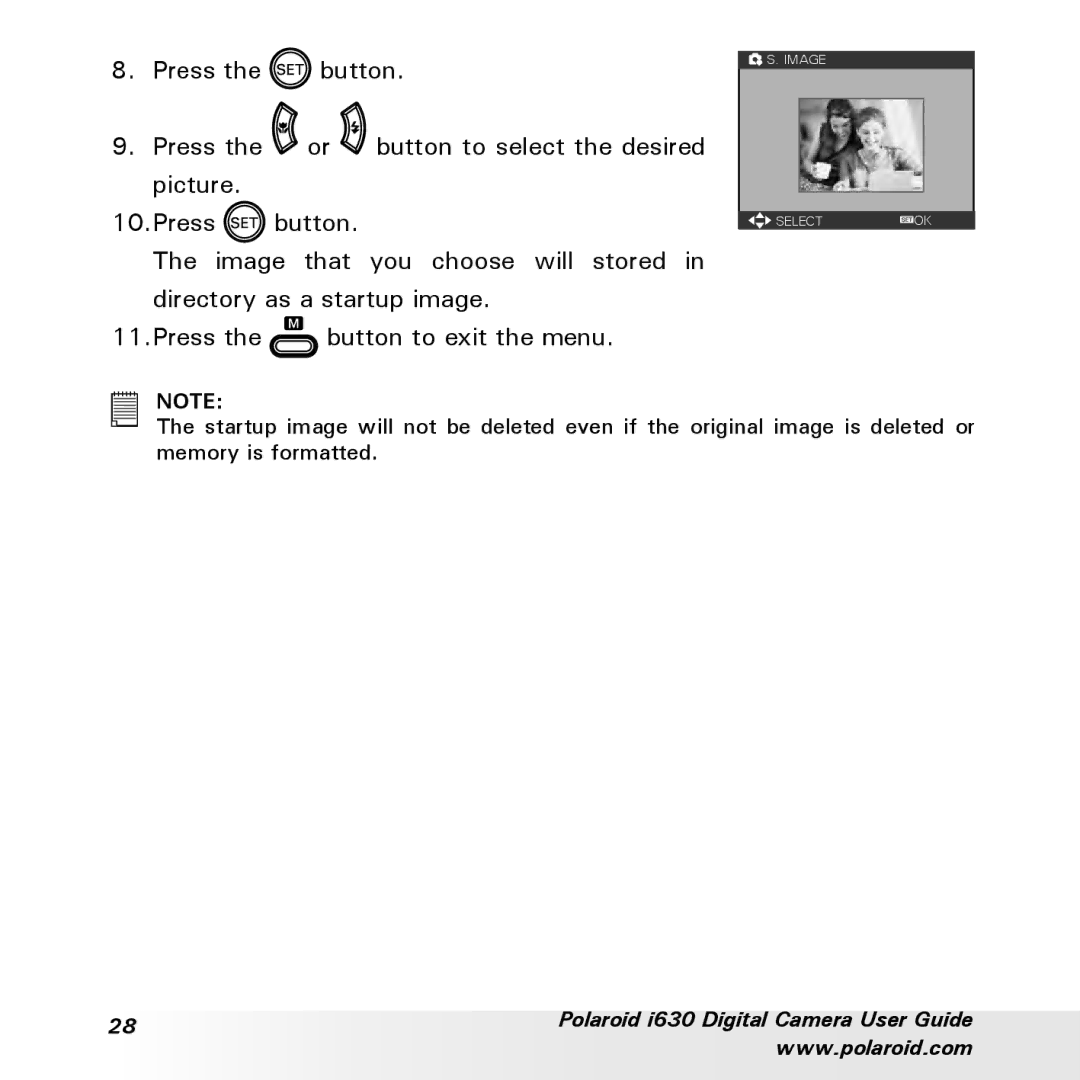 Polaroid i630 manual Image Select OK 