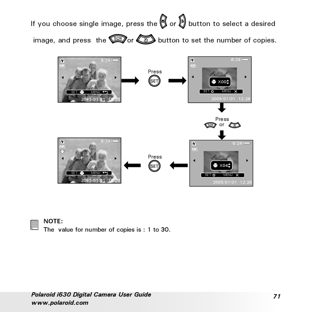 Polaroid i630 manual Value for number of copies is 1 to 