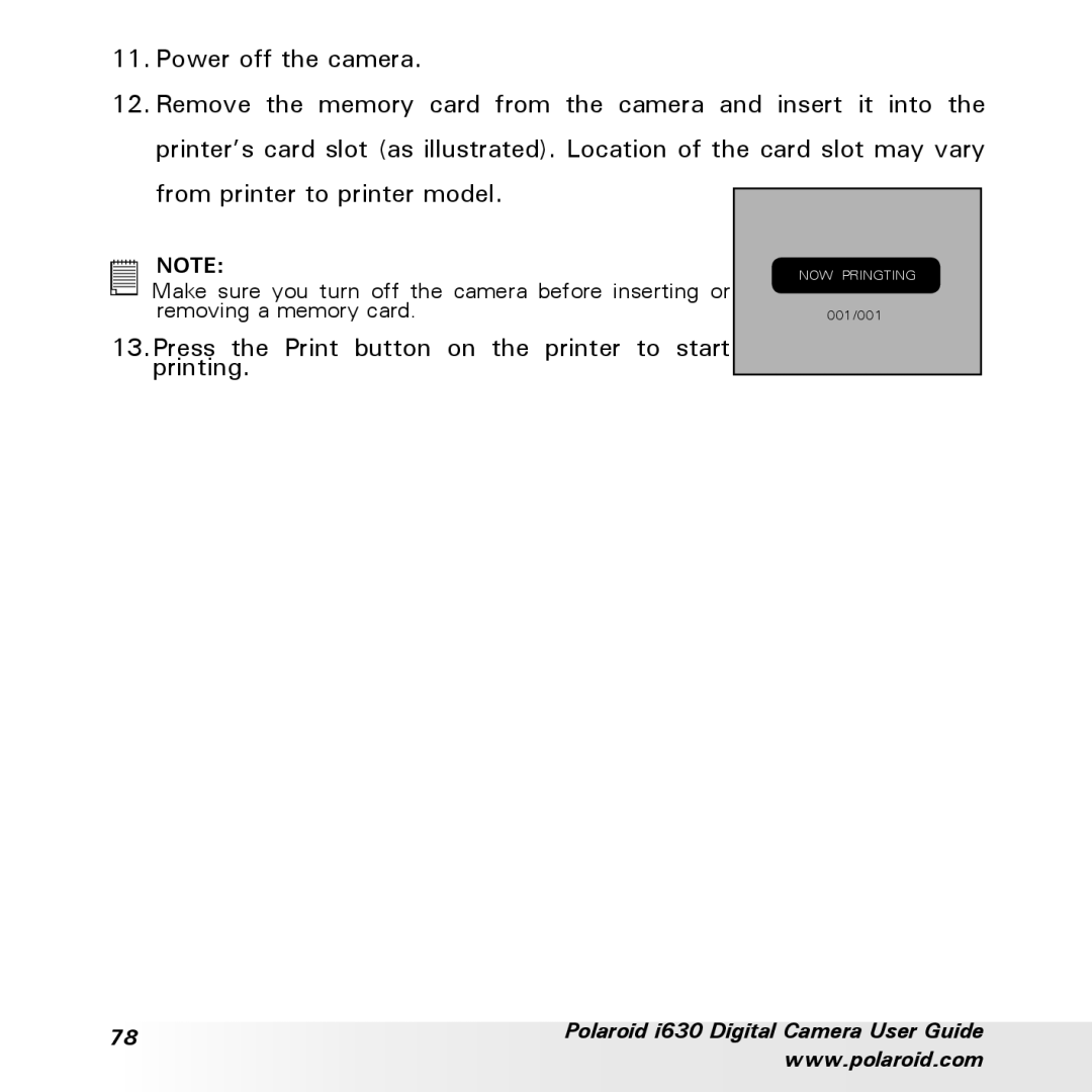 Polaroid i630 manual Press the Print button on the printer to start printing 