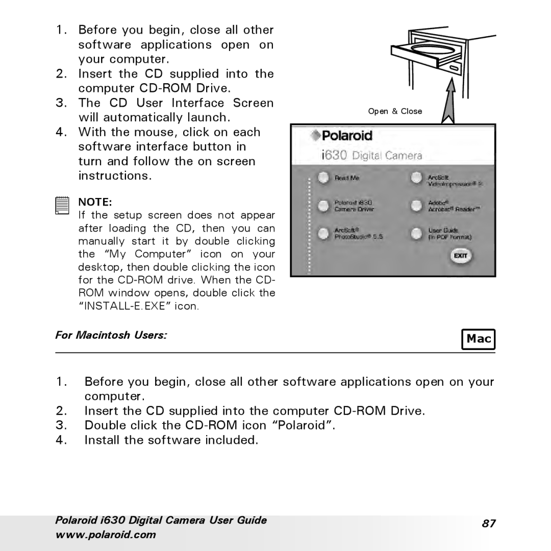 Polaroid i630 manual Mac 