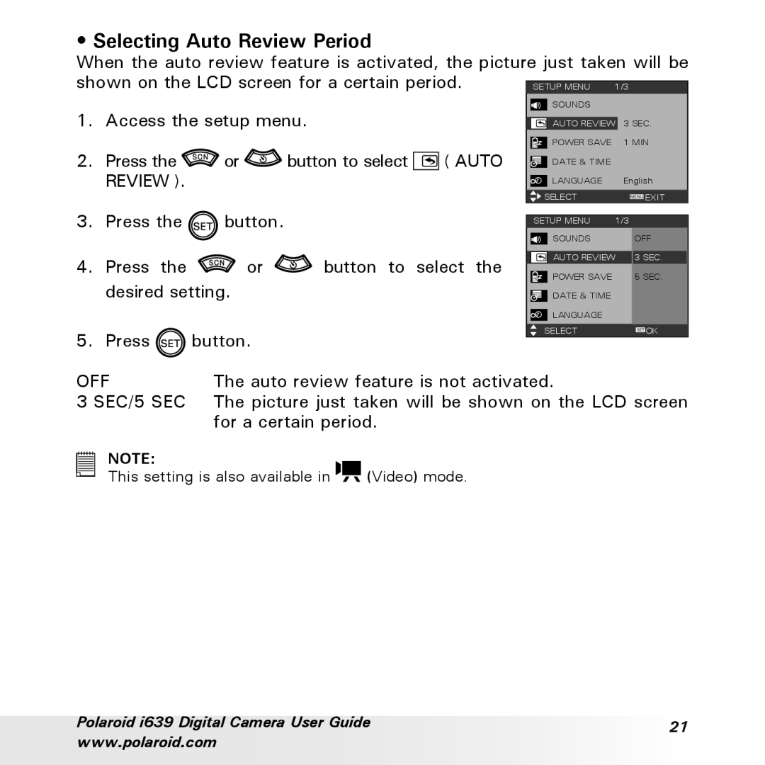 Polaroid i639 manual Off 