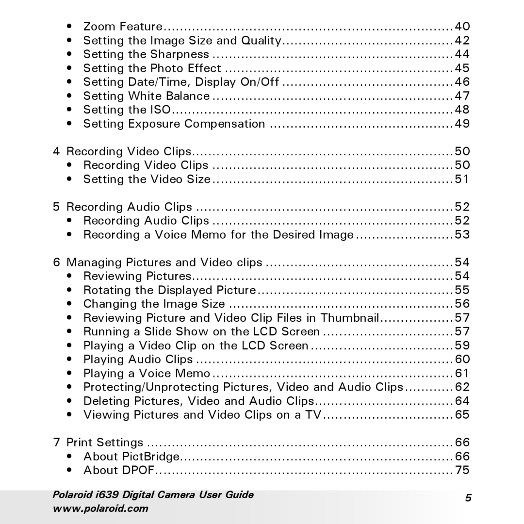 Polaroid manual Polaroid i639 Digital Camera User Guide 