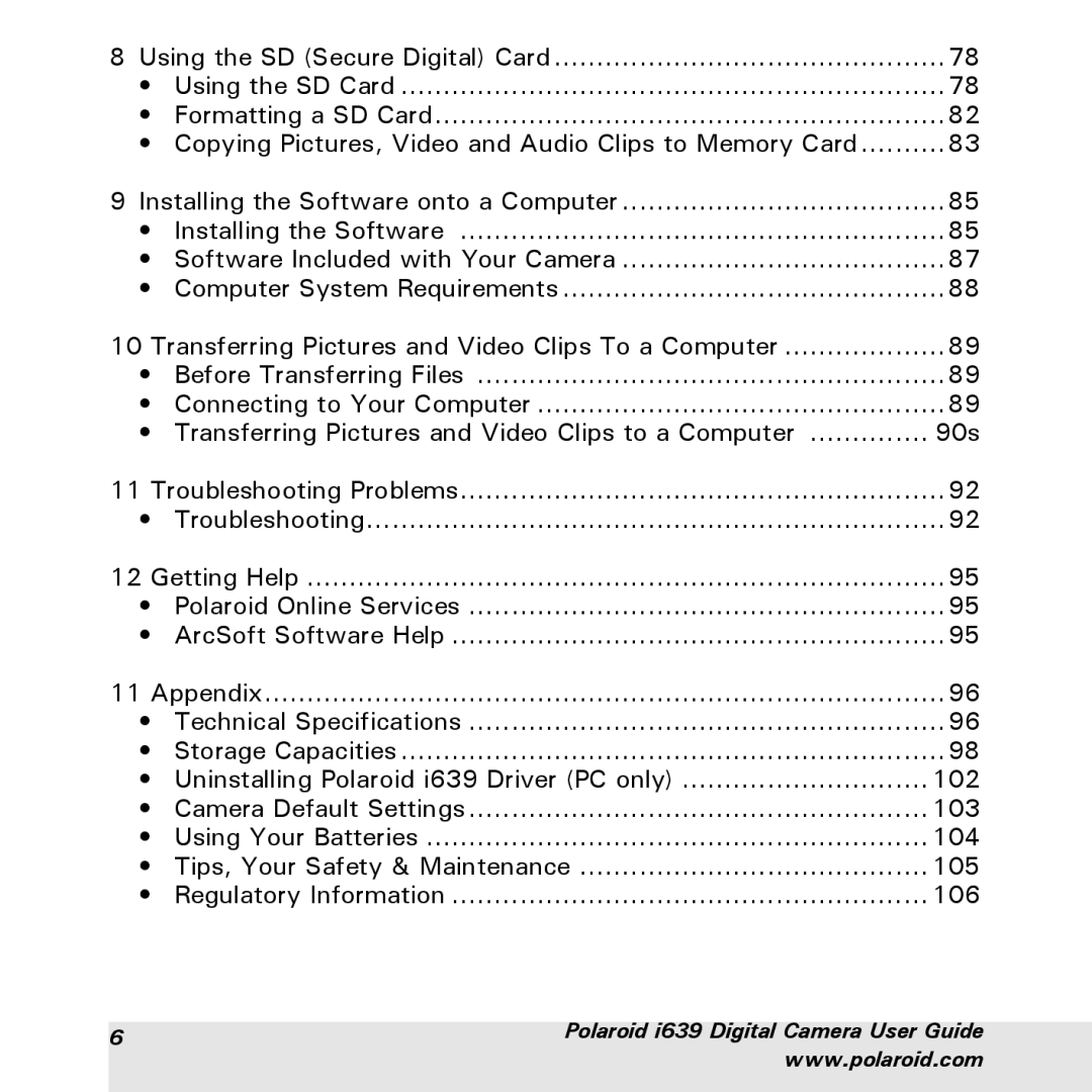 Polaroid manual Polaroid i639 Digital Camera User Guide 