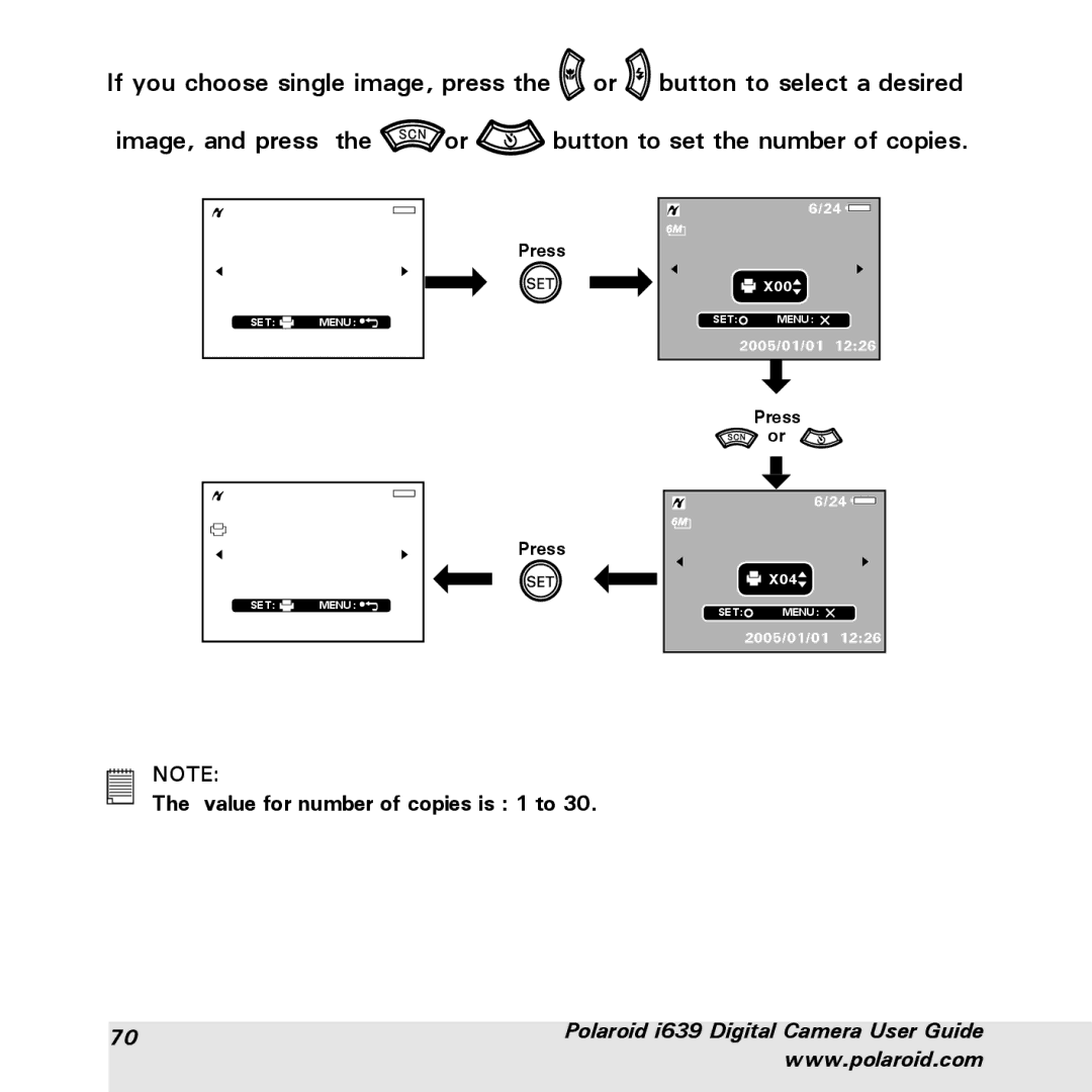 Polaroid i639 manual Value for number of copies is 1 to 