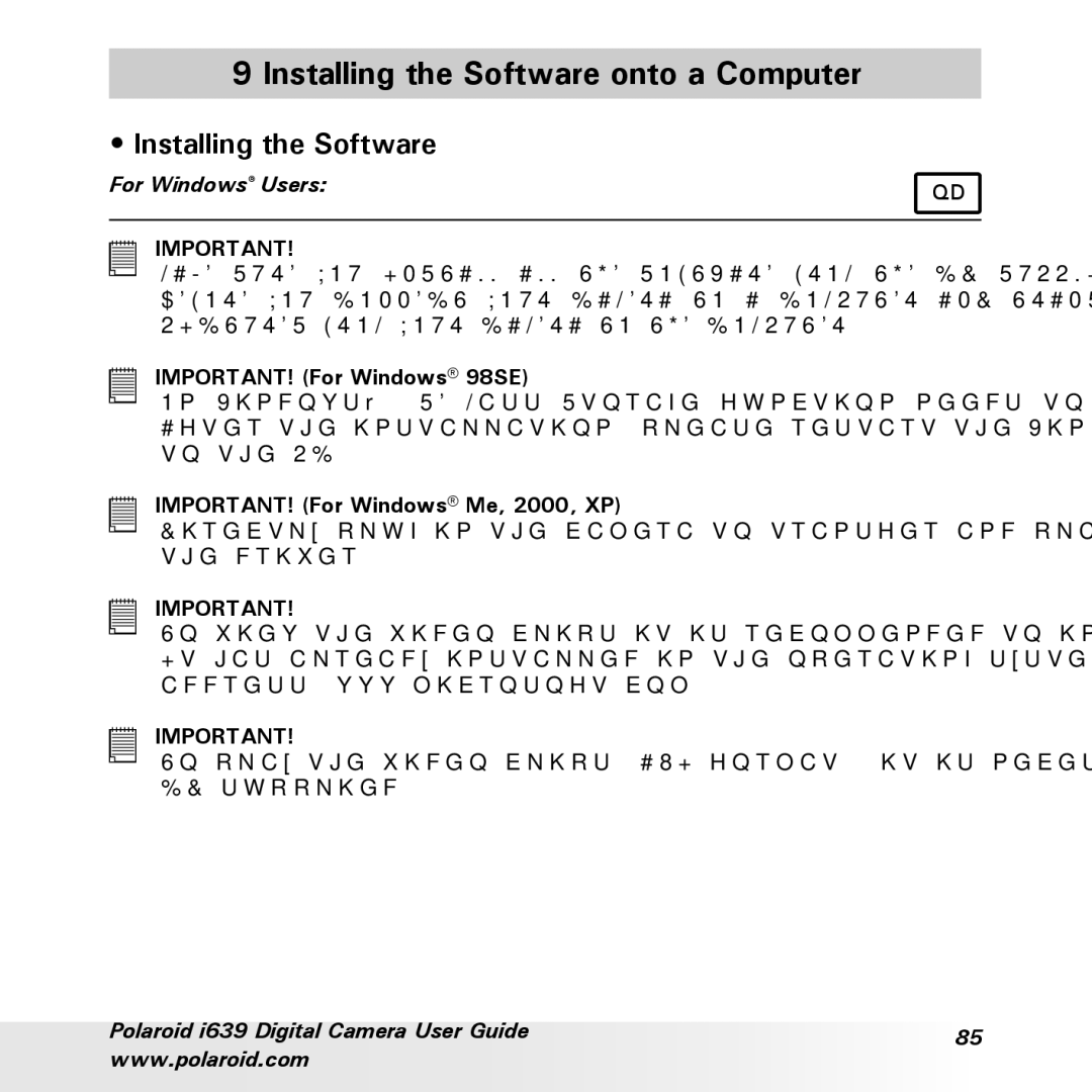 Polaroid i639 manual Installing the Software onto a Computer 