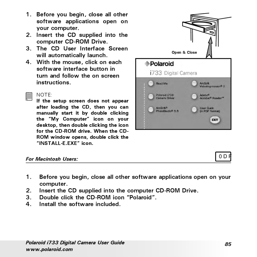 Polaroid i733 manual Mac 