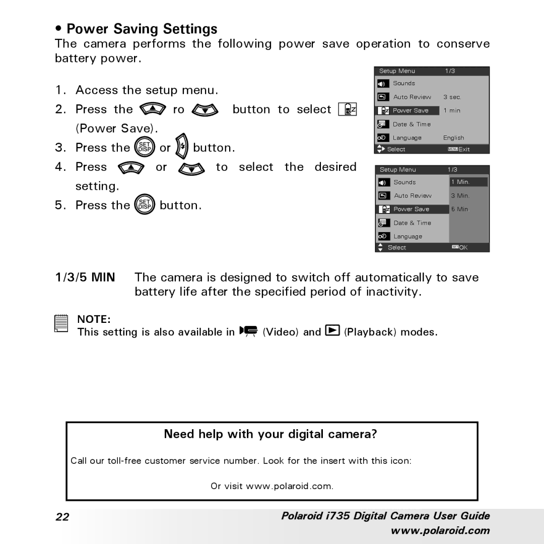 Polaroid i735 manual Power Saving Settings, Need help with your digital camera? 