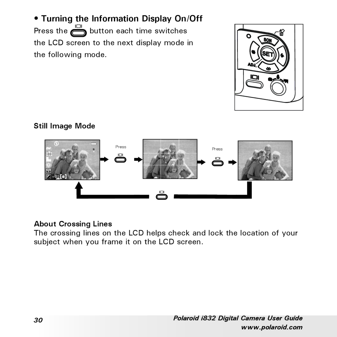 Polaroid i832 manual Turning the Information Display On/Off, About Crossing Lines 