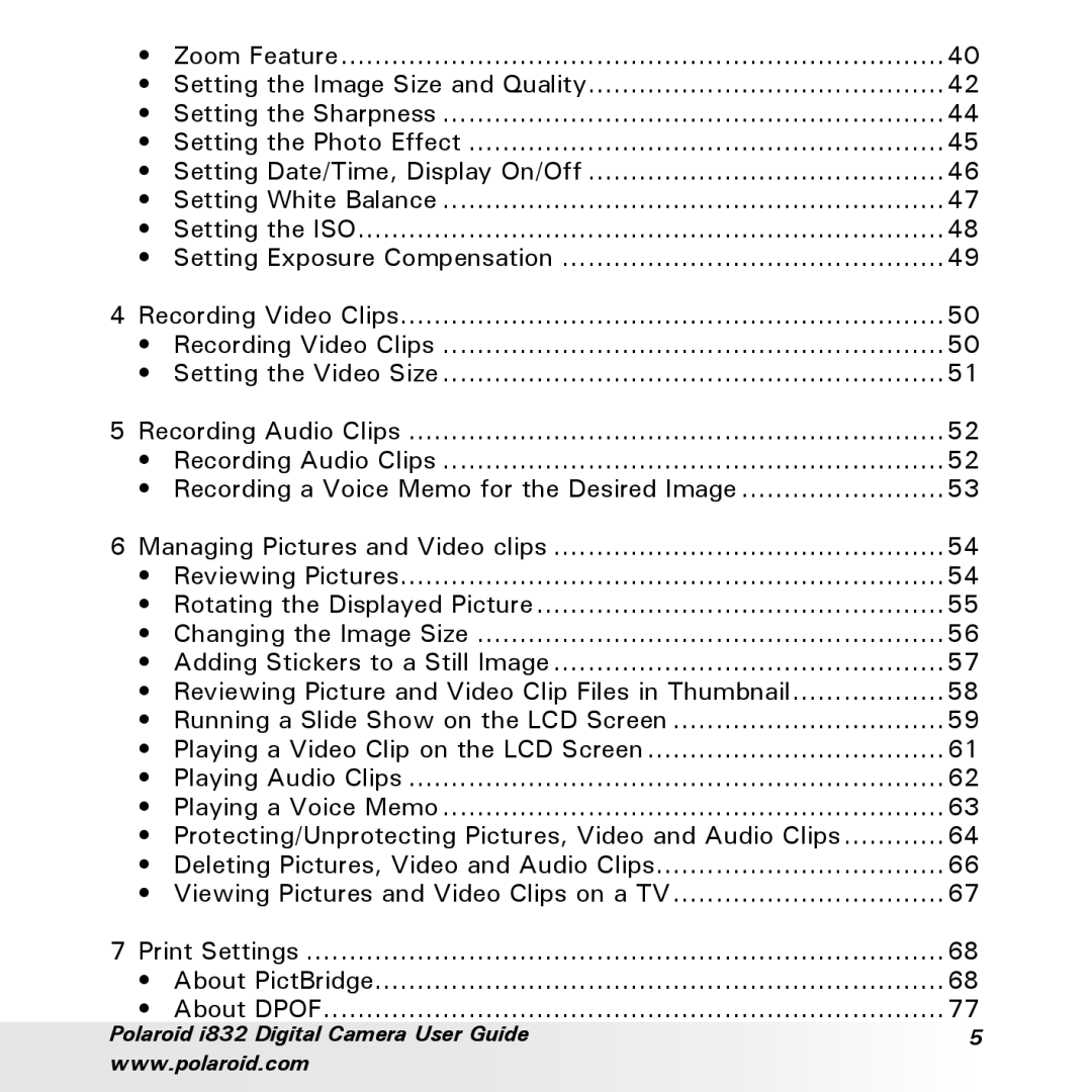 Polaroid manual Polaroid i832 Digital Camera User Guide 