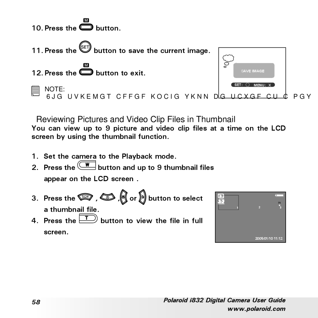 Polaroid i832 manual Reviewing Pictures and Video Clip Files in Thumbnail 