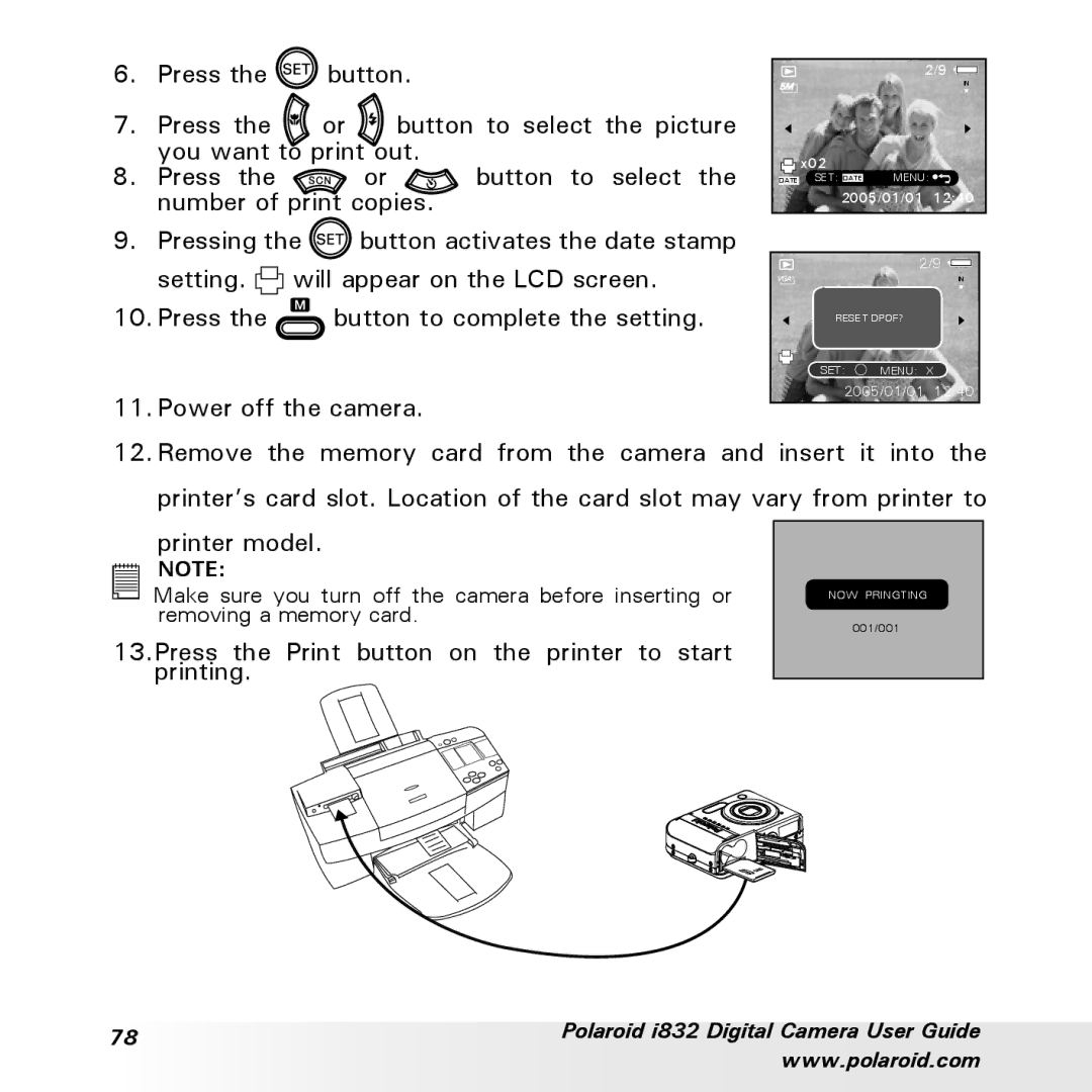 Polaroid i832 manual Press the Print button on the printer to start printing 